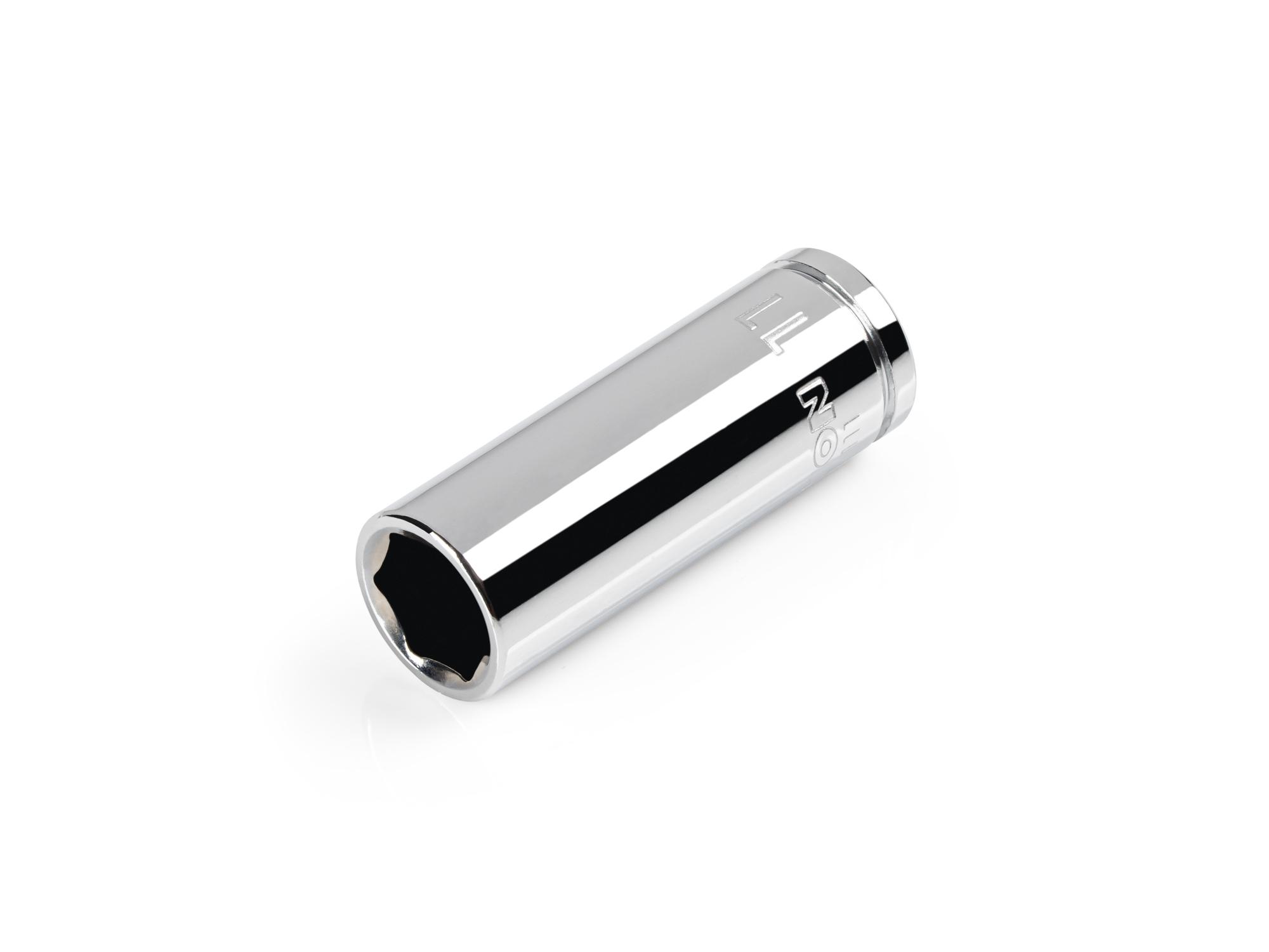 Front-right angle view of Tekton hand drive 6-point socket. Item #SHD14111