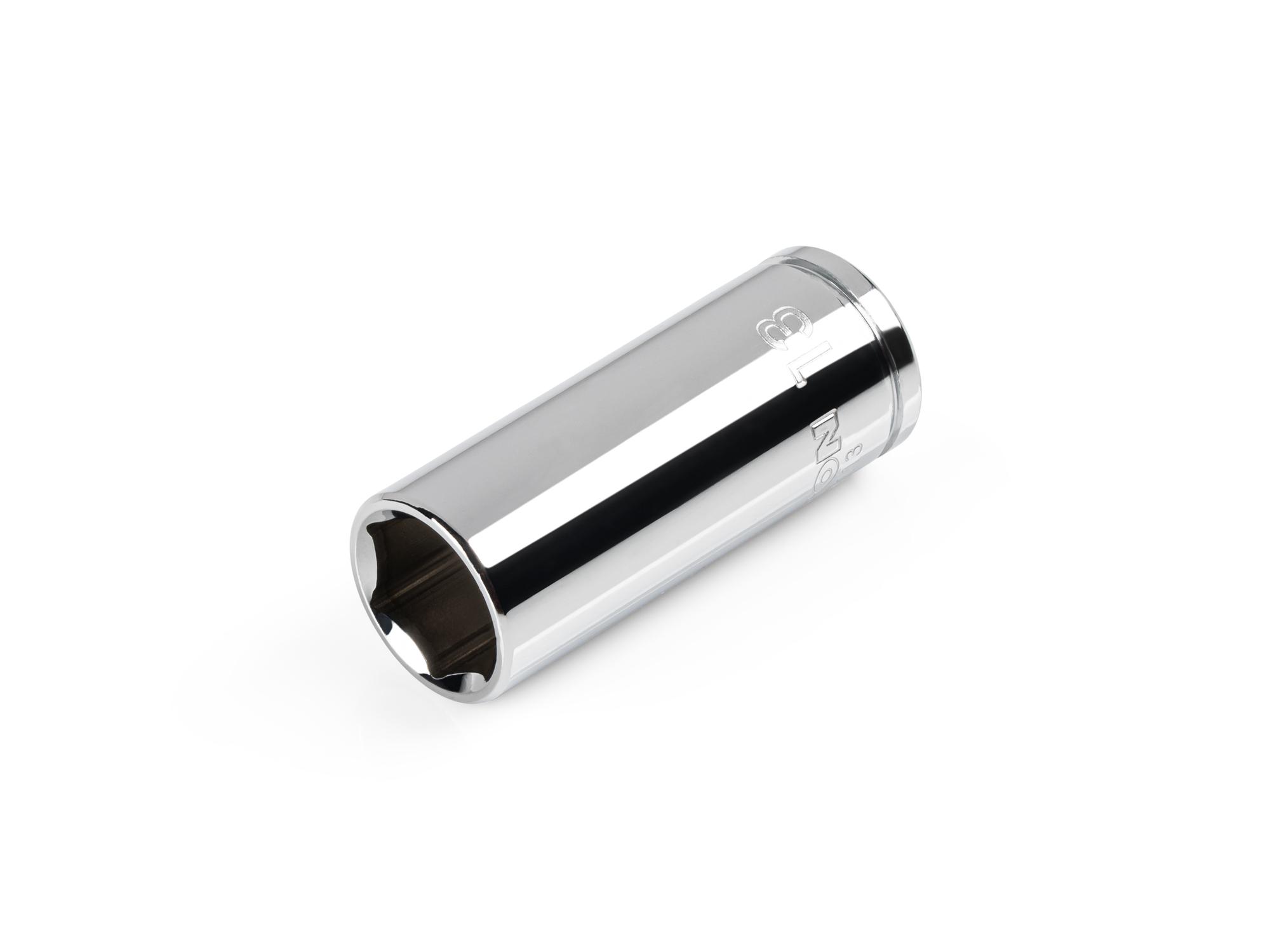 Front-right angle view of Tekton hand drive 6-point socket. Item #SHD14113