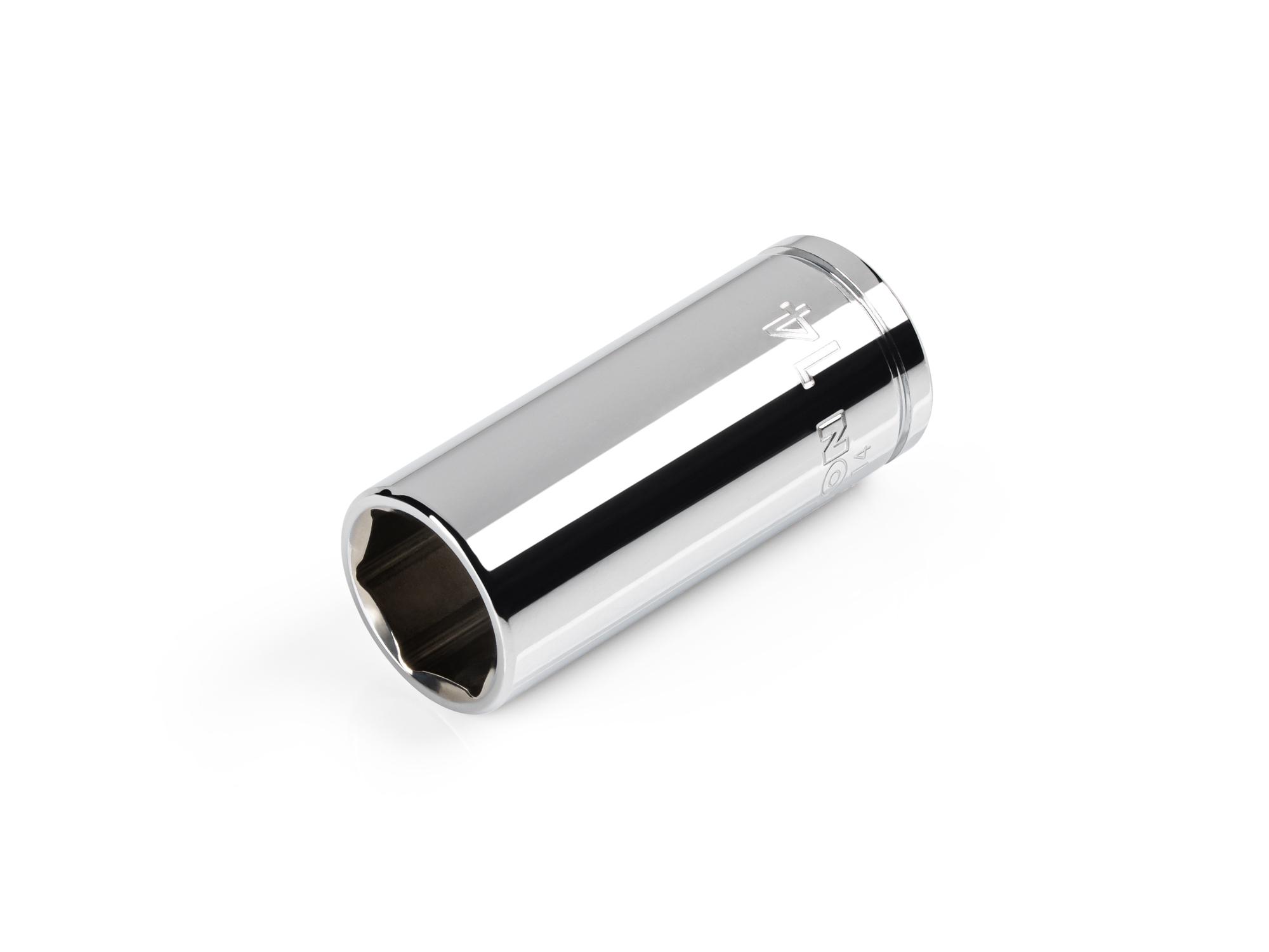 Front-right angle view of Tekton hand drive 6-point socket. Item #SHD14114