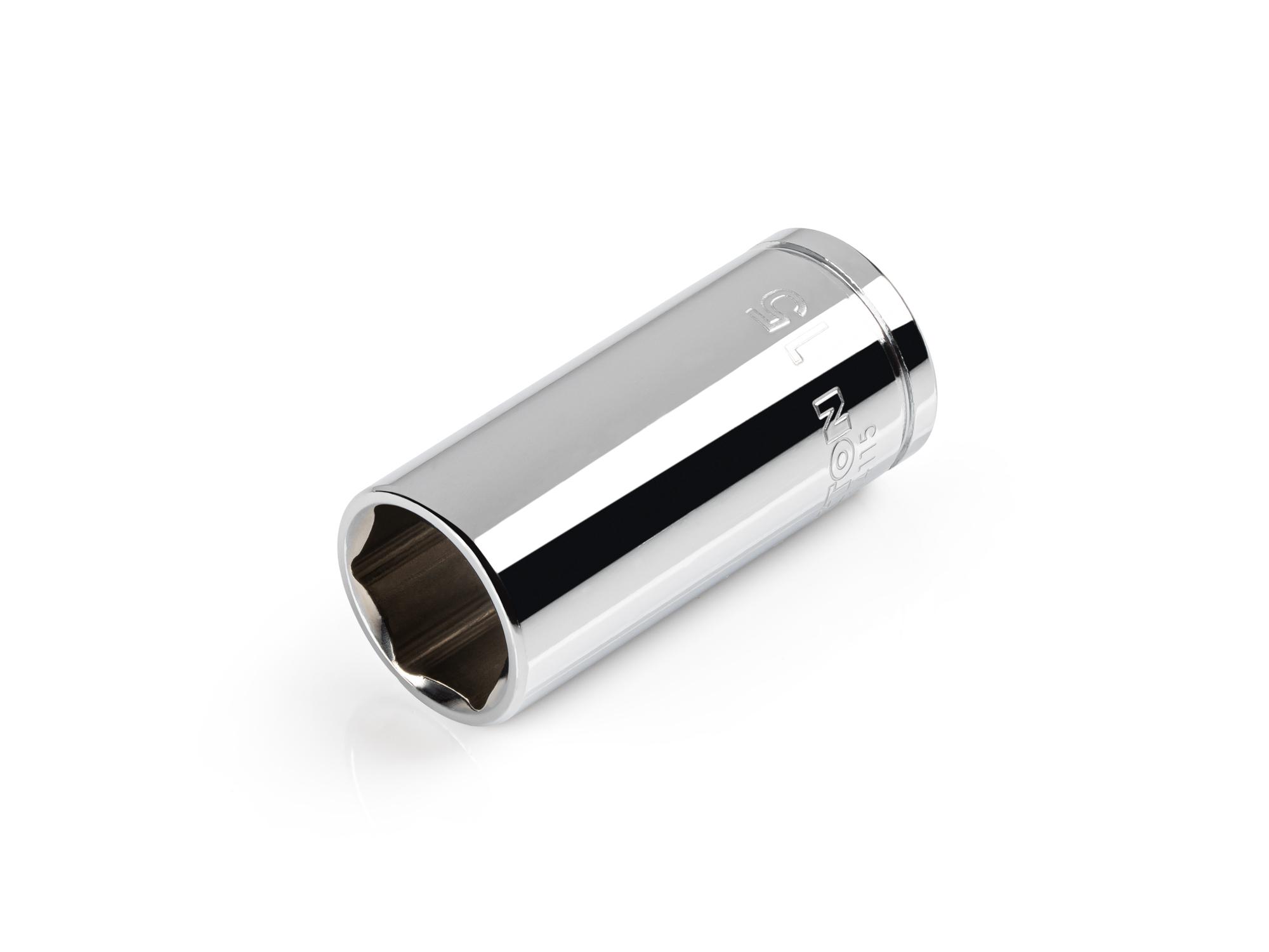 Front-right angle view of Tekton hand drive 6-point socket. Item #SHD14115