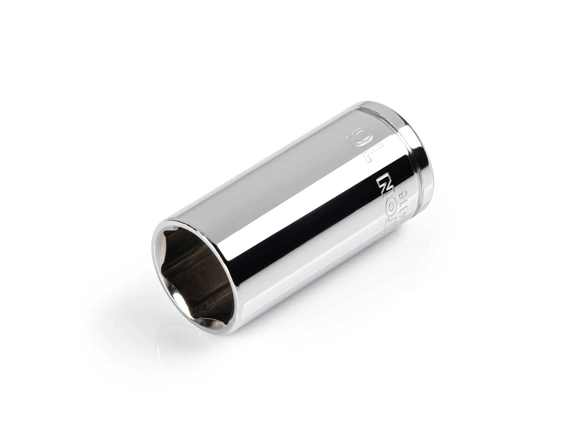 Front-right angle view of Tekton hand drive 6-point socket. Item #SHD14116