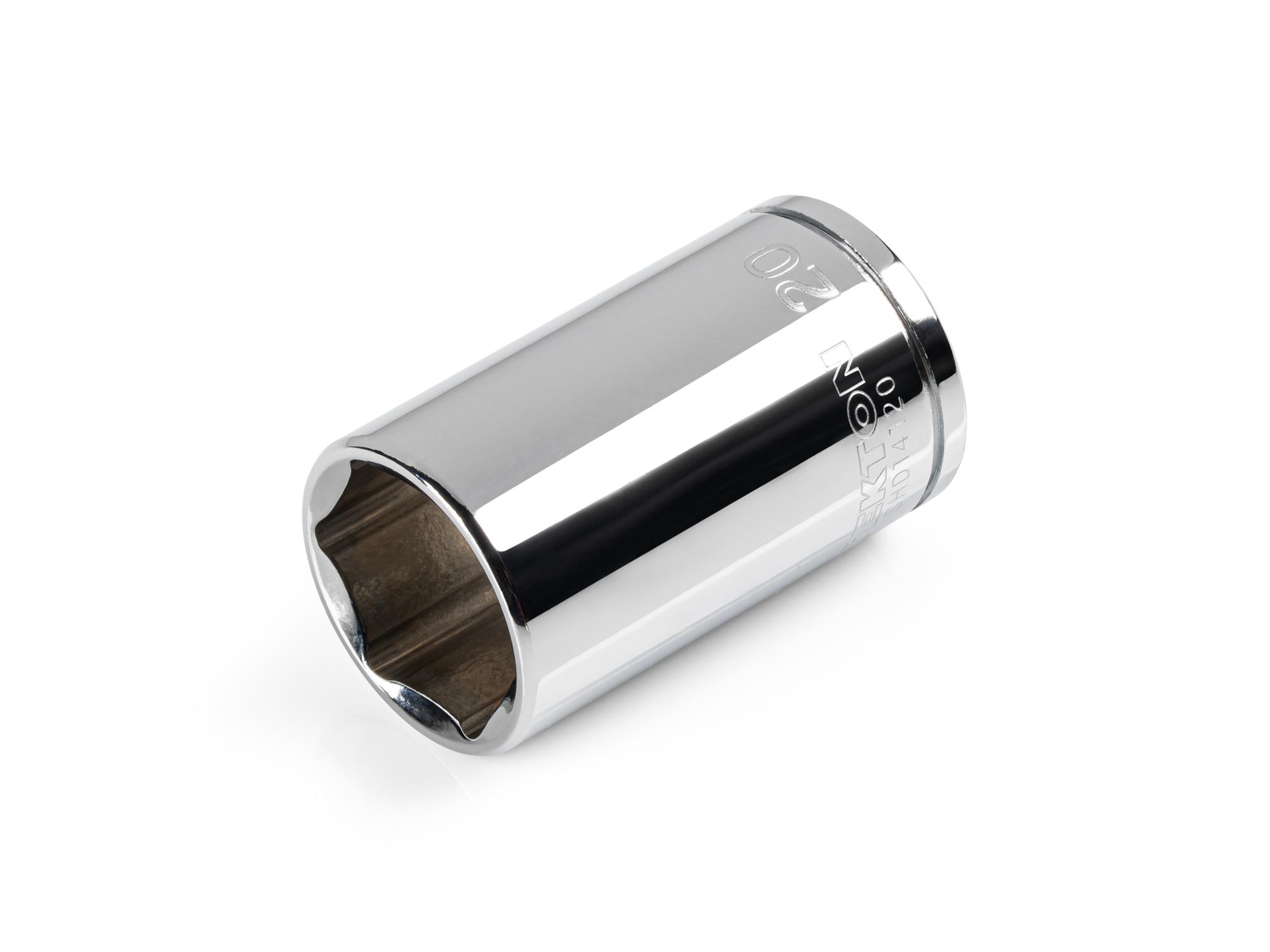 Front-right angle view of Tekton hand drive 6-point socket. Item #SHD14120