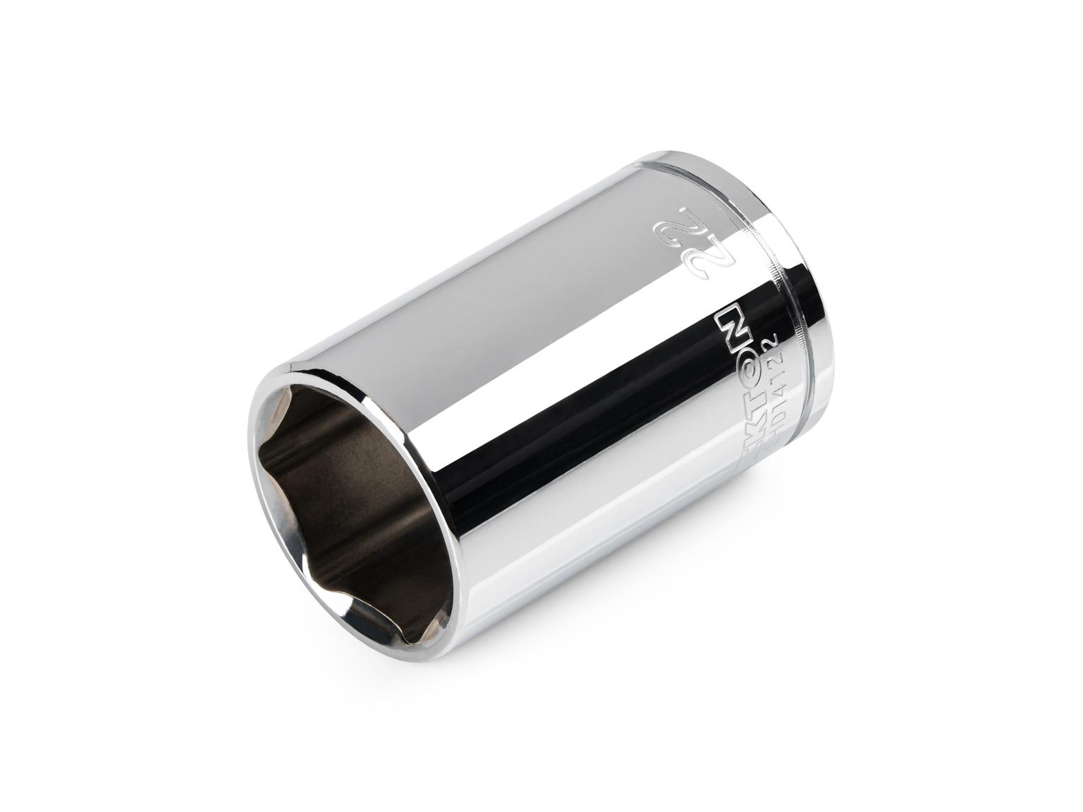 Front-right angle view of Tekton 22 millimeter hand drive 6-point socket. Item #SHD14122