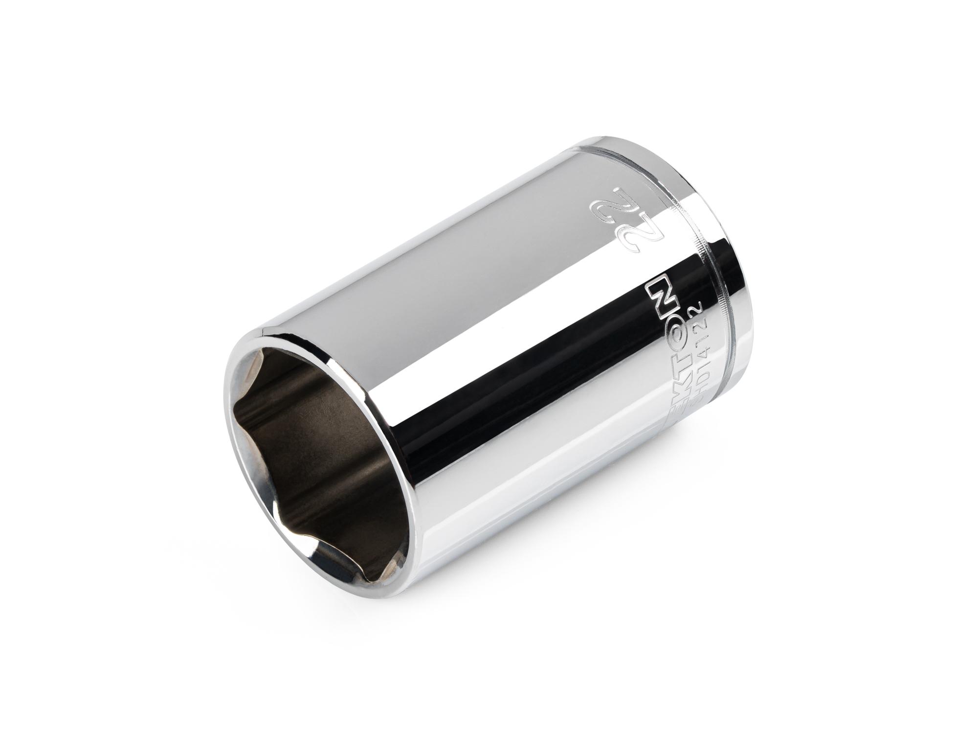 Front-right angle view of Tekton hand drive 6-point socket. Item #SHD14122