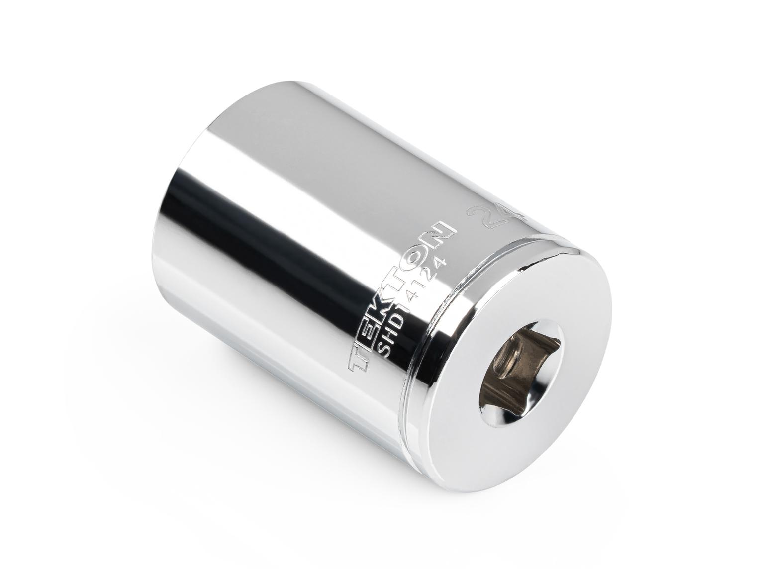 Back angle view of Tekton 24 millimeter hand drive 6-point socket. Item #SHD14124