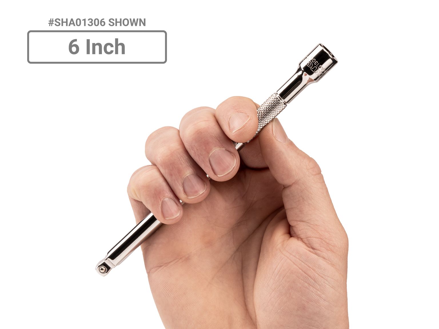 Person holding Tekton hand drive accessory set. Item #SHA90011