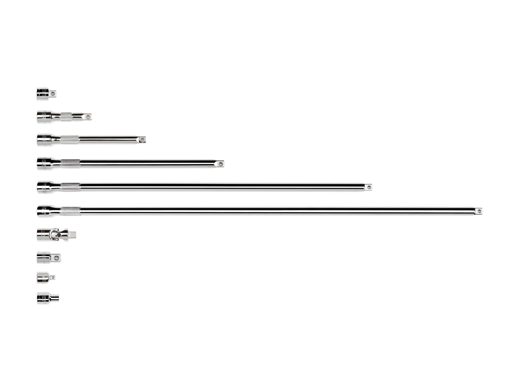 Laid out contents of Tekton hand drive accessory set. Item #SHA91013