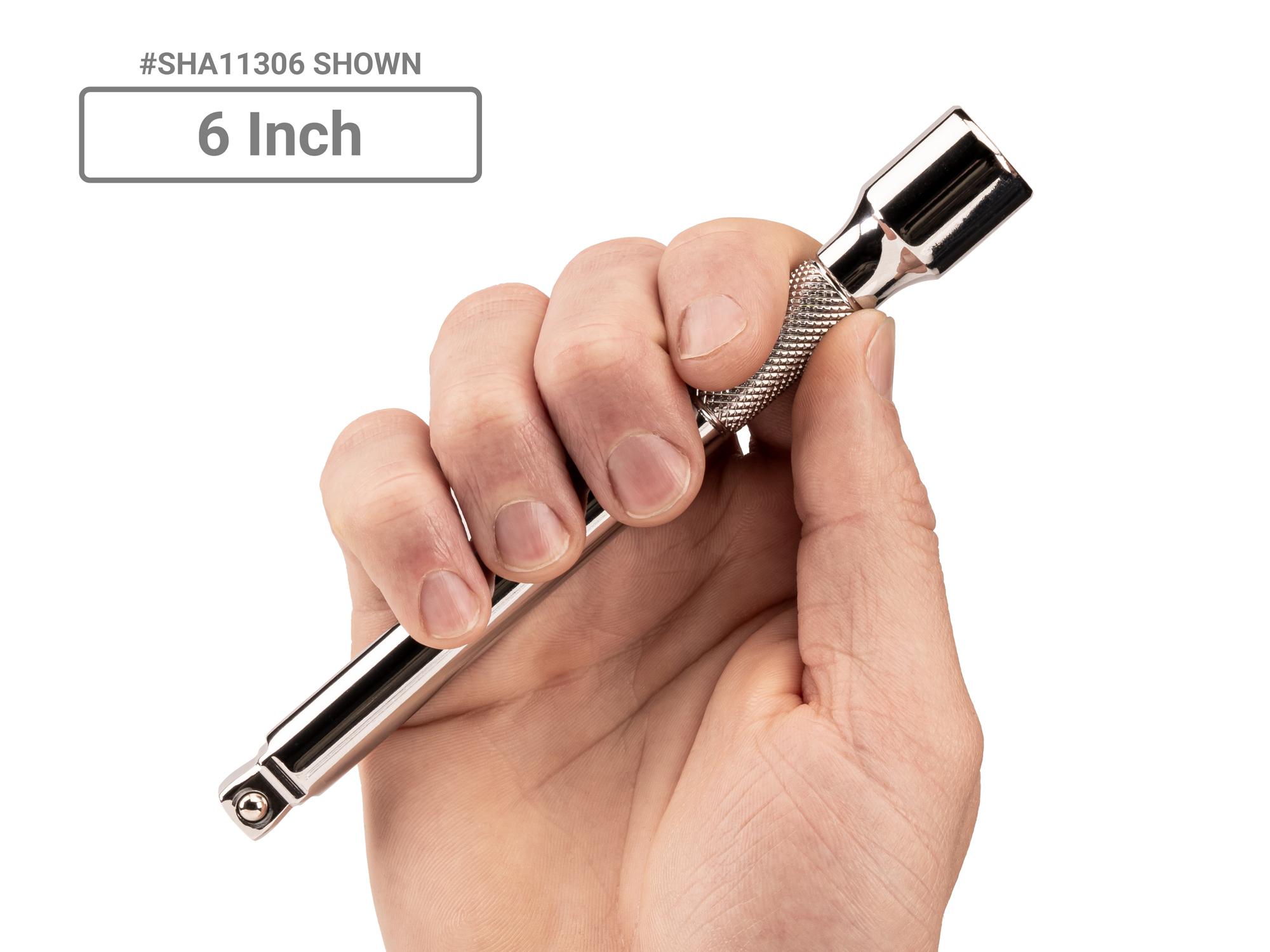 Person holding Tekton hand drive accessory set. Item #SHA91014