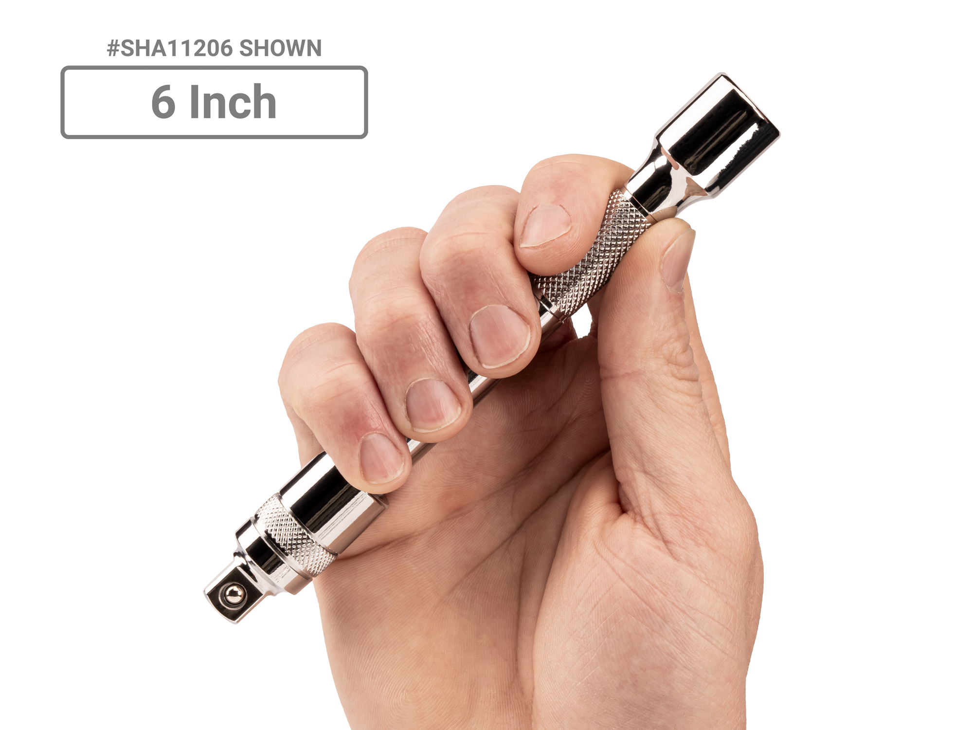 Person holding Tekton hand drive accessory set. Item #SHA91015