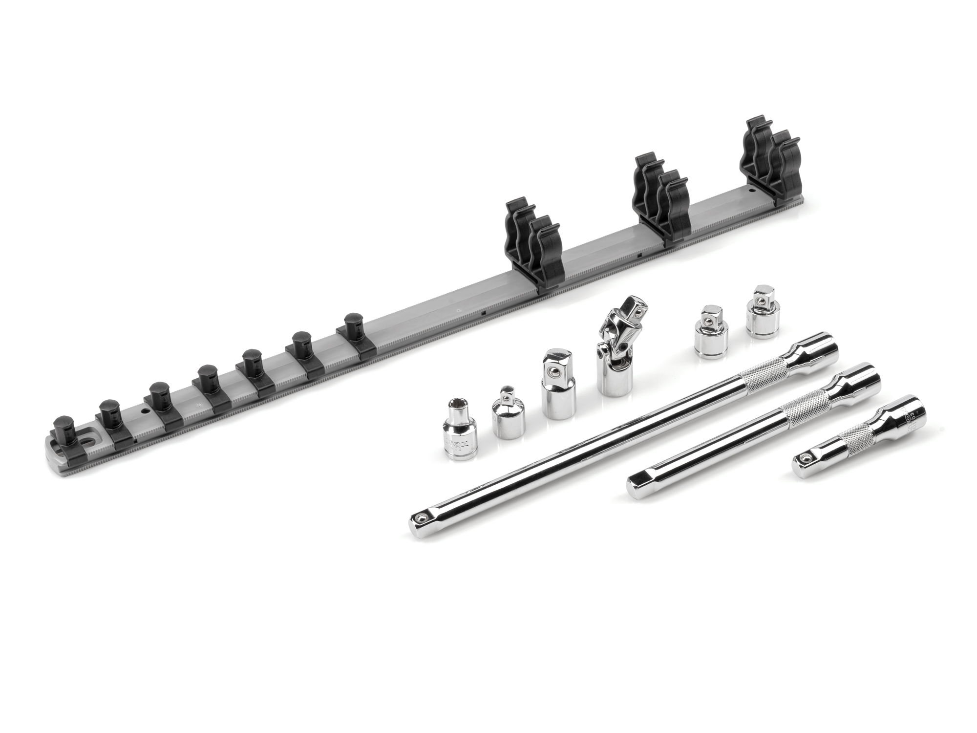 TEKTON 3/8 Inch Drive Extension and Accessory Set with Rail (9-Piece)