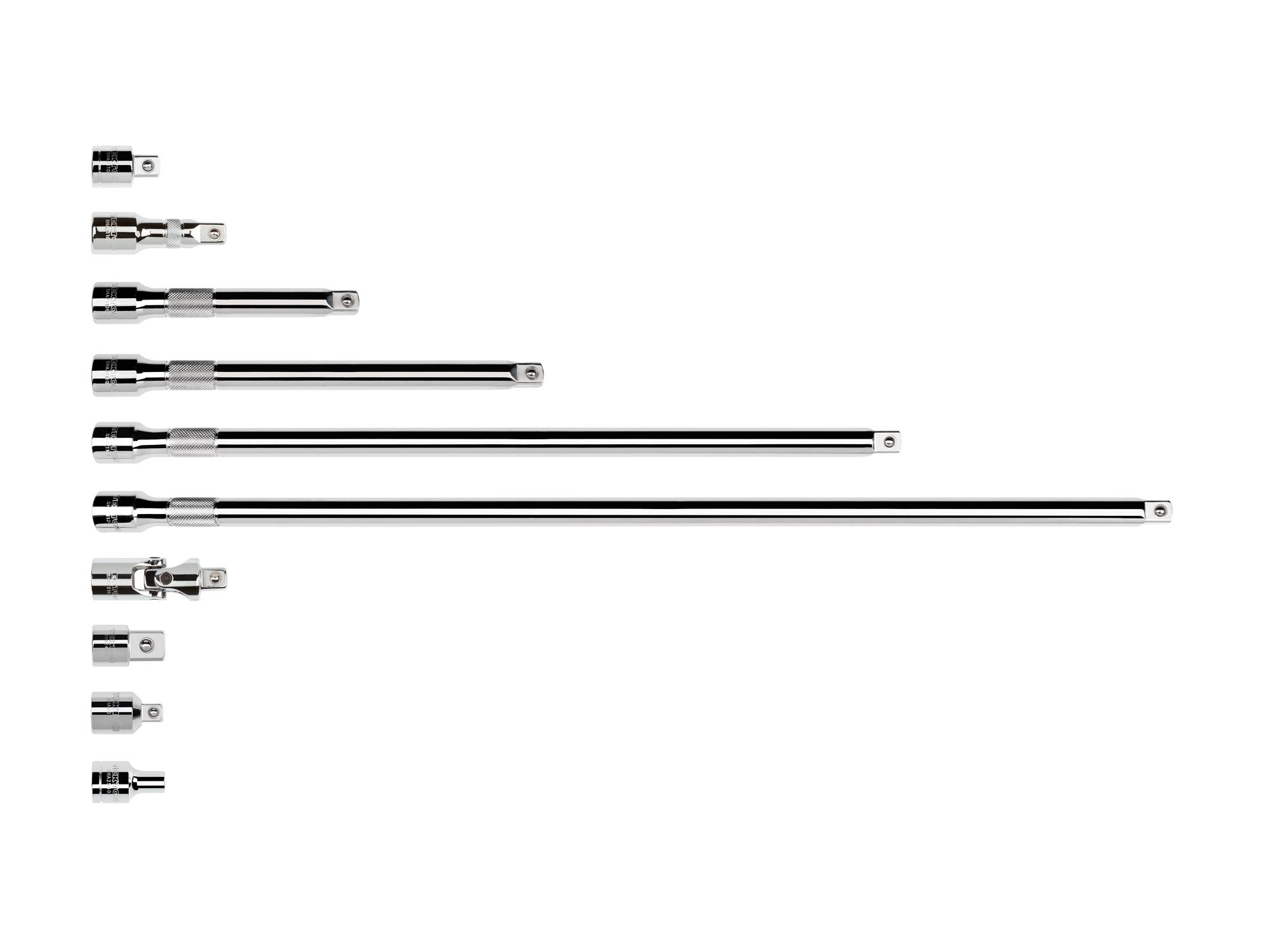 Laid out contents of Tekton hand drive accessory set. Item #SHA92014