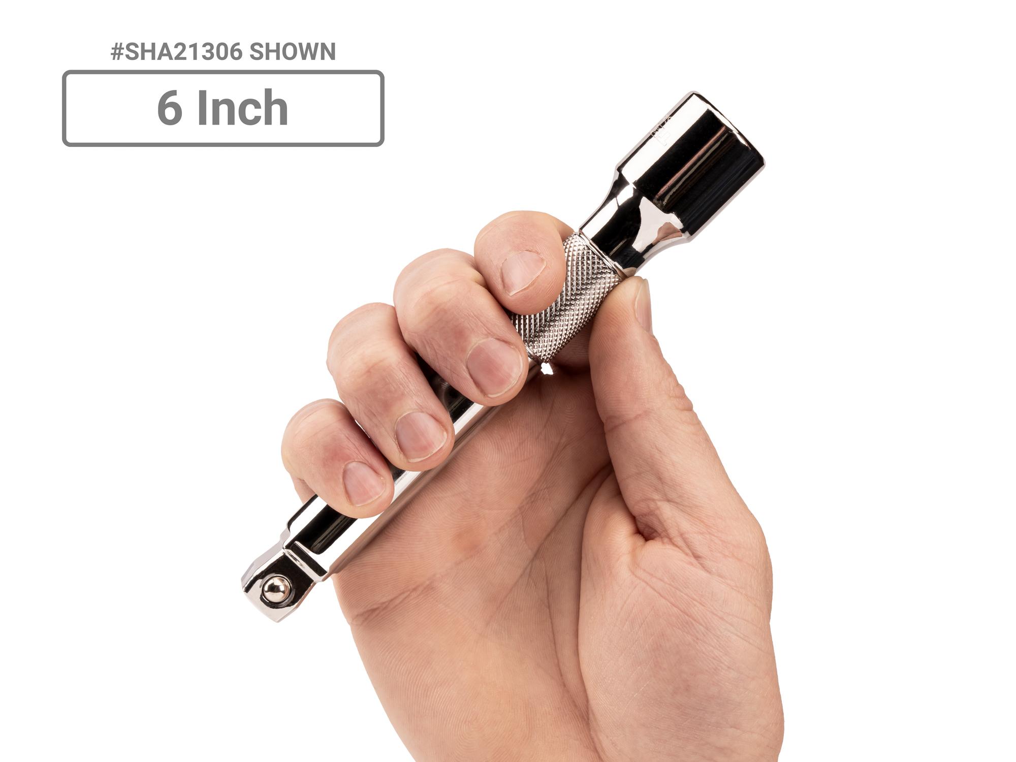 Person holding Tekton hand drive accessory set. Item #SHA92015