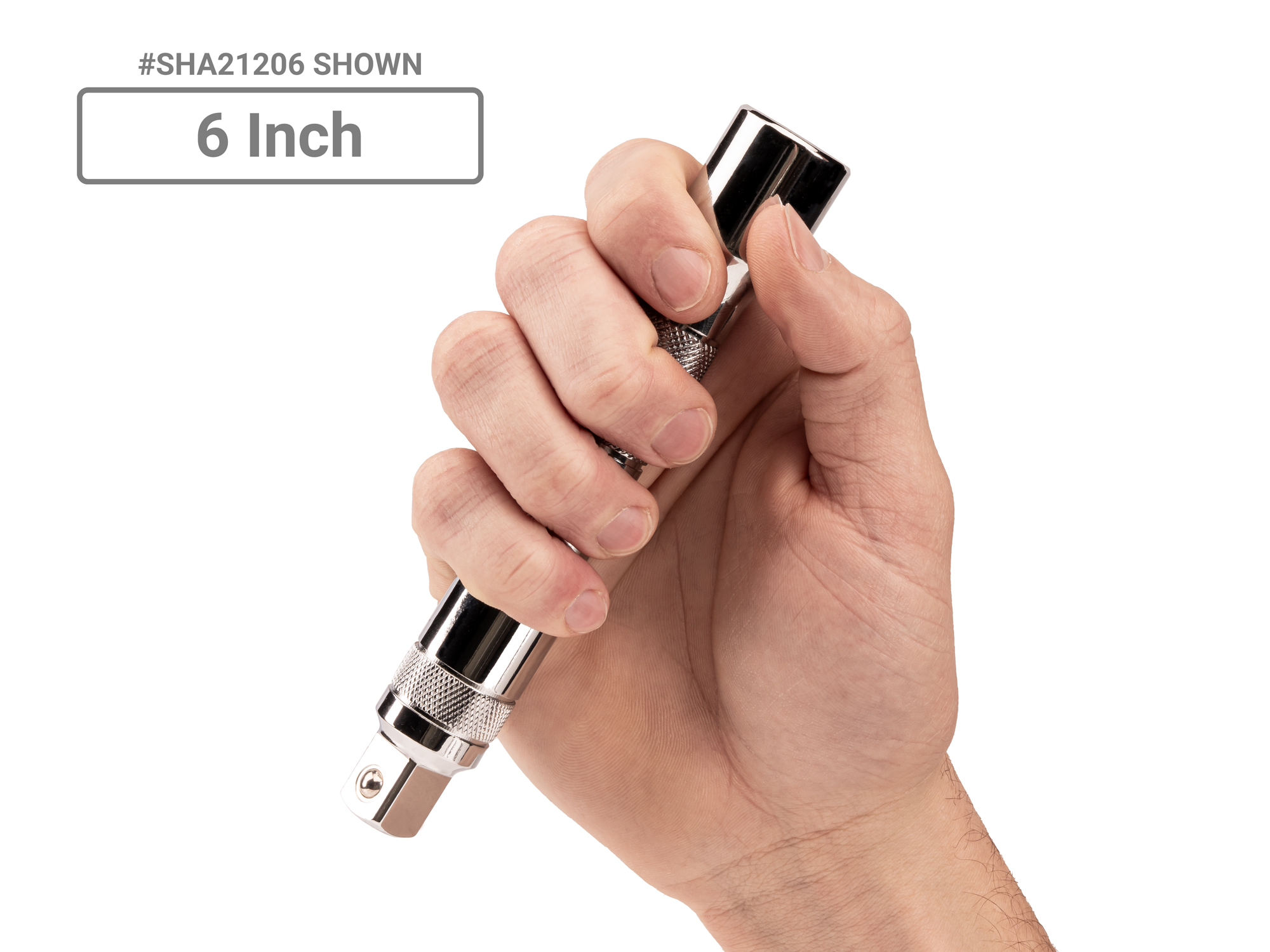 Person holding Tekton hand drive accessory set. Item #SHA92016