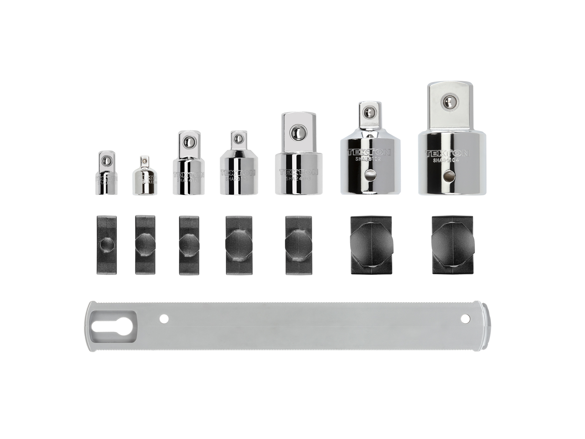 TEKTON 1/4, 3/8, 1/2, 3/4 Inch Drive Adapter/Reducer Set with Rail (7-Piece)