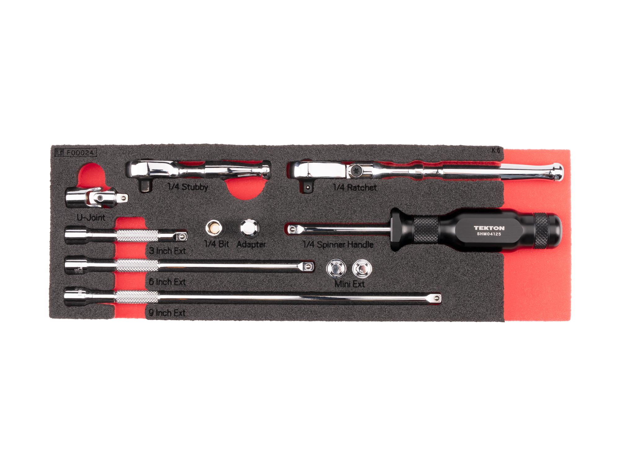 Ratchet and Accessory Set with 12 x 4 Inch Foam Organizer (11-Piece)