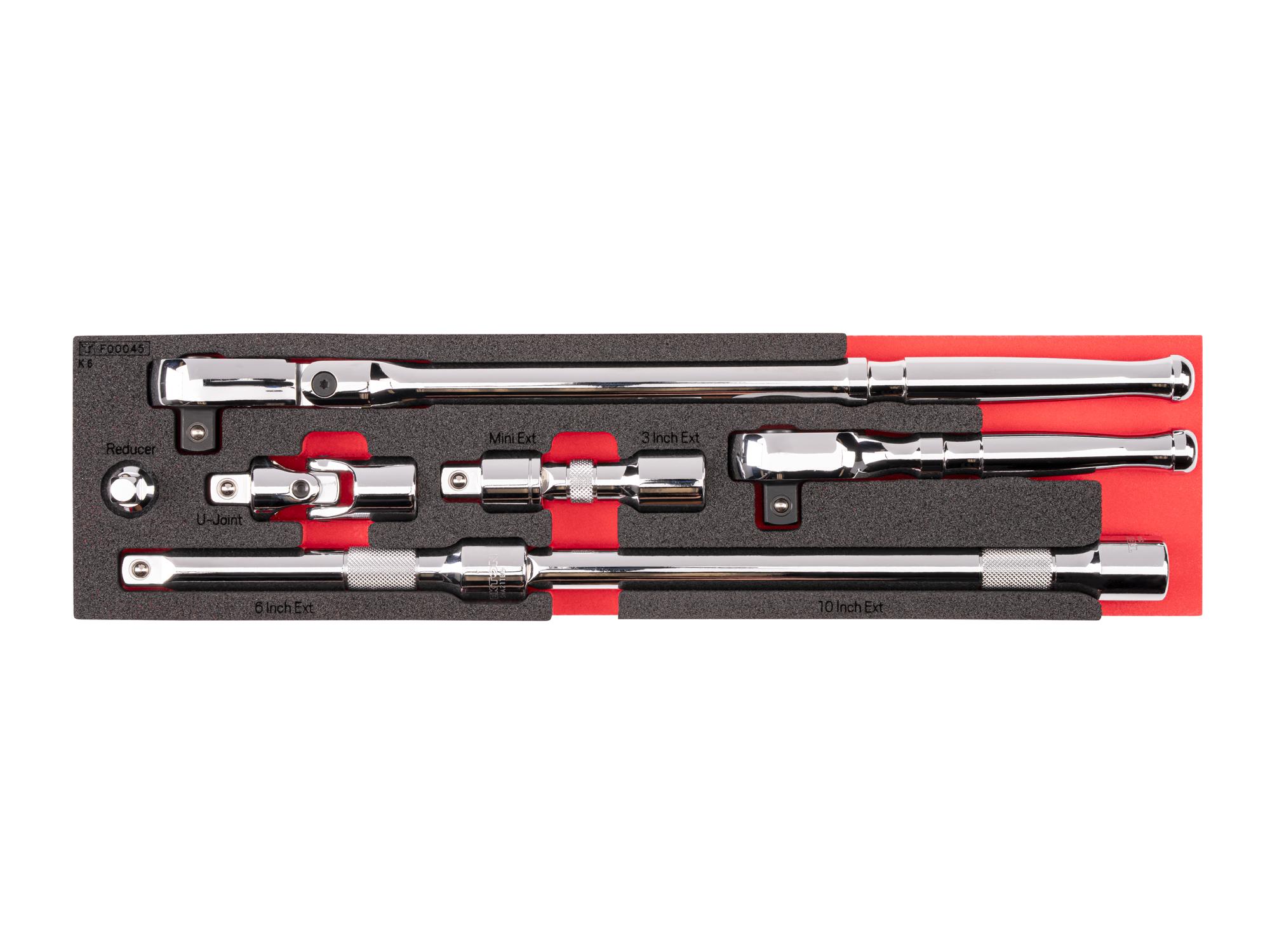Ratchet and Accessory Set with 16 x 4 Inch Foam Organizer (8-Piece)