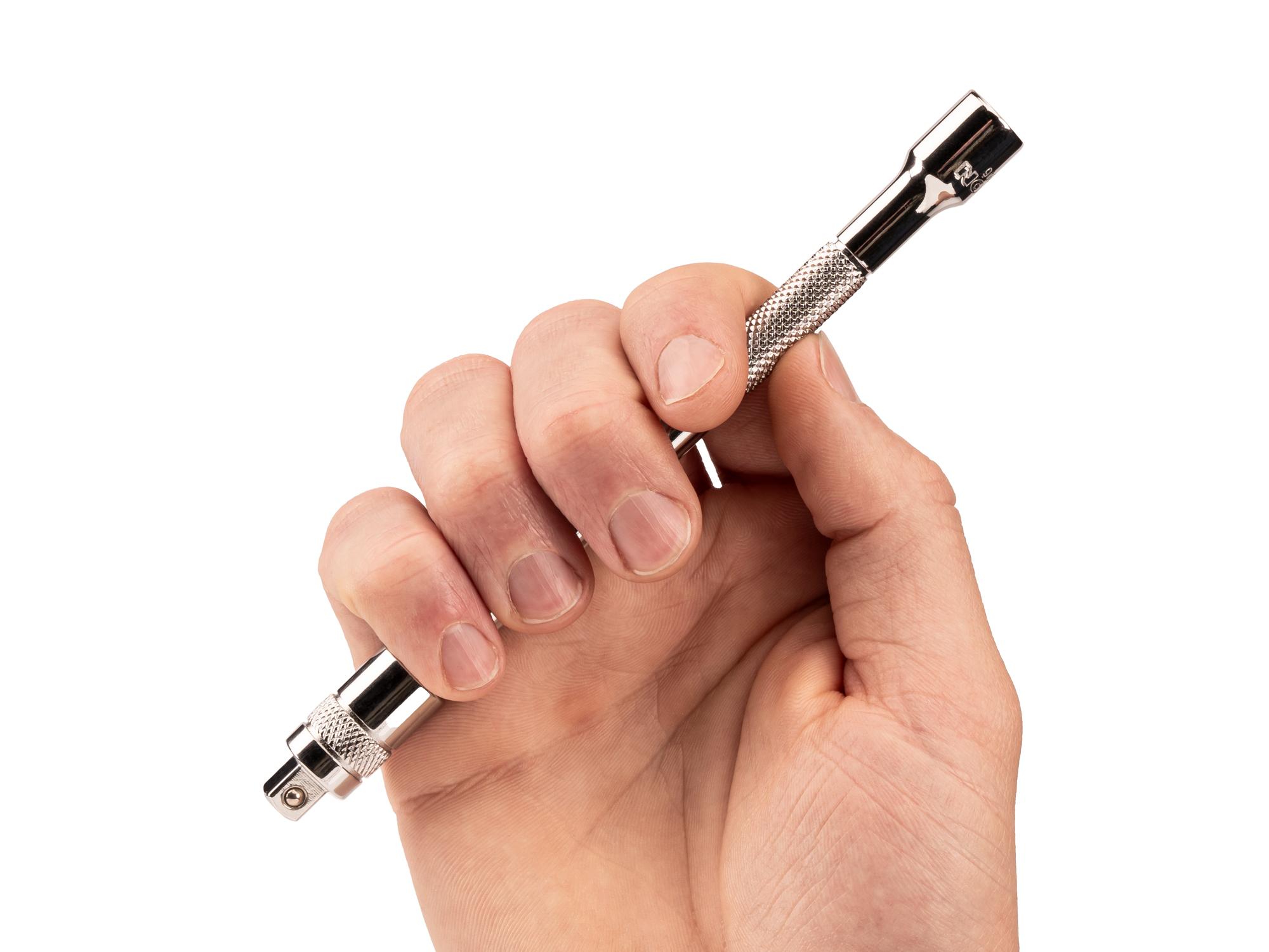Person holding Tekton 6 inch hand drive accessory. Item #SHA01206