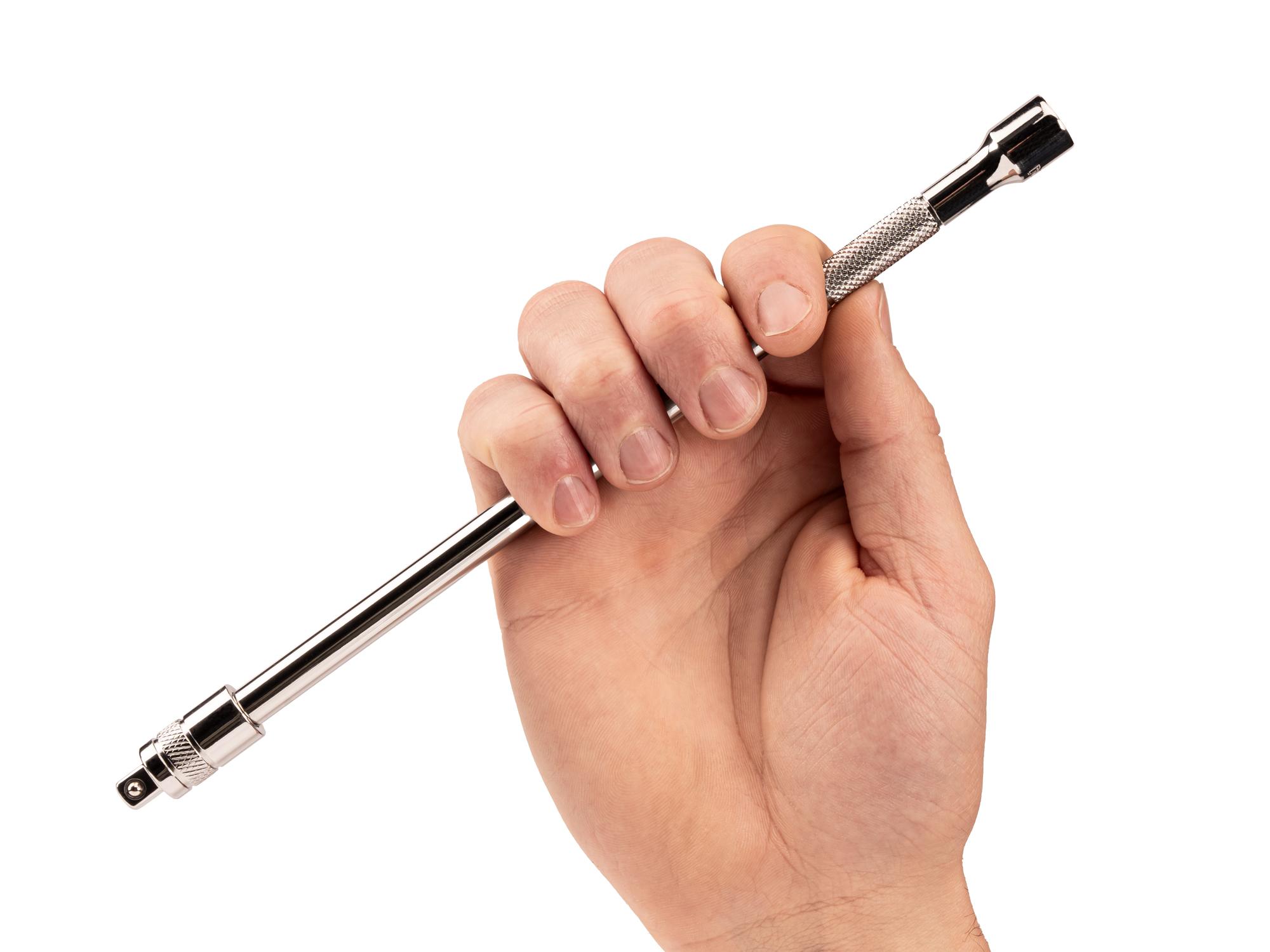 Person holding Tekton 9 inch hand drive accessory. Item #SHA01209