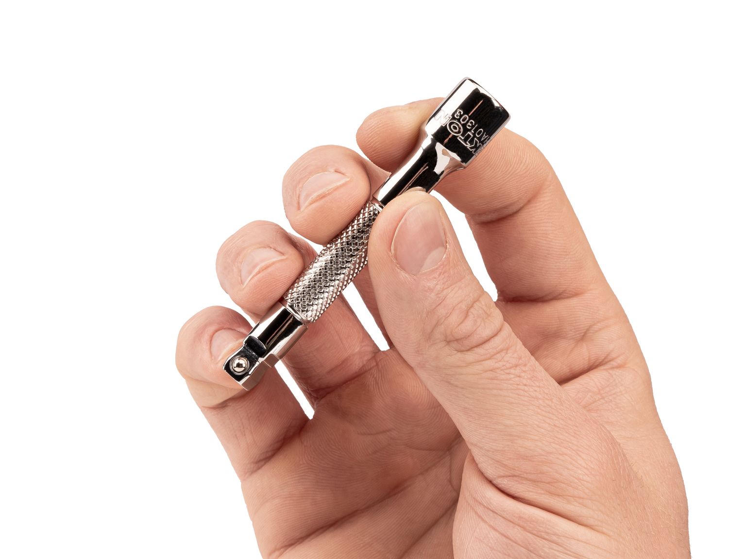 Person holding Tekton 3 inch hand drive accessory. Item #SHA01303