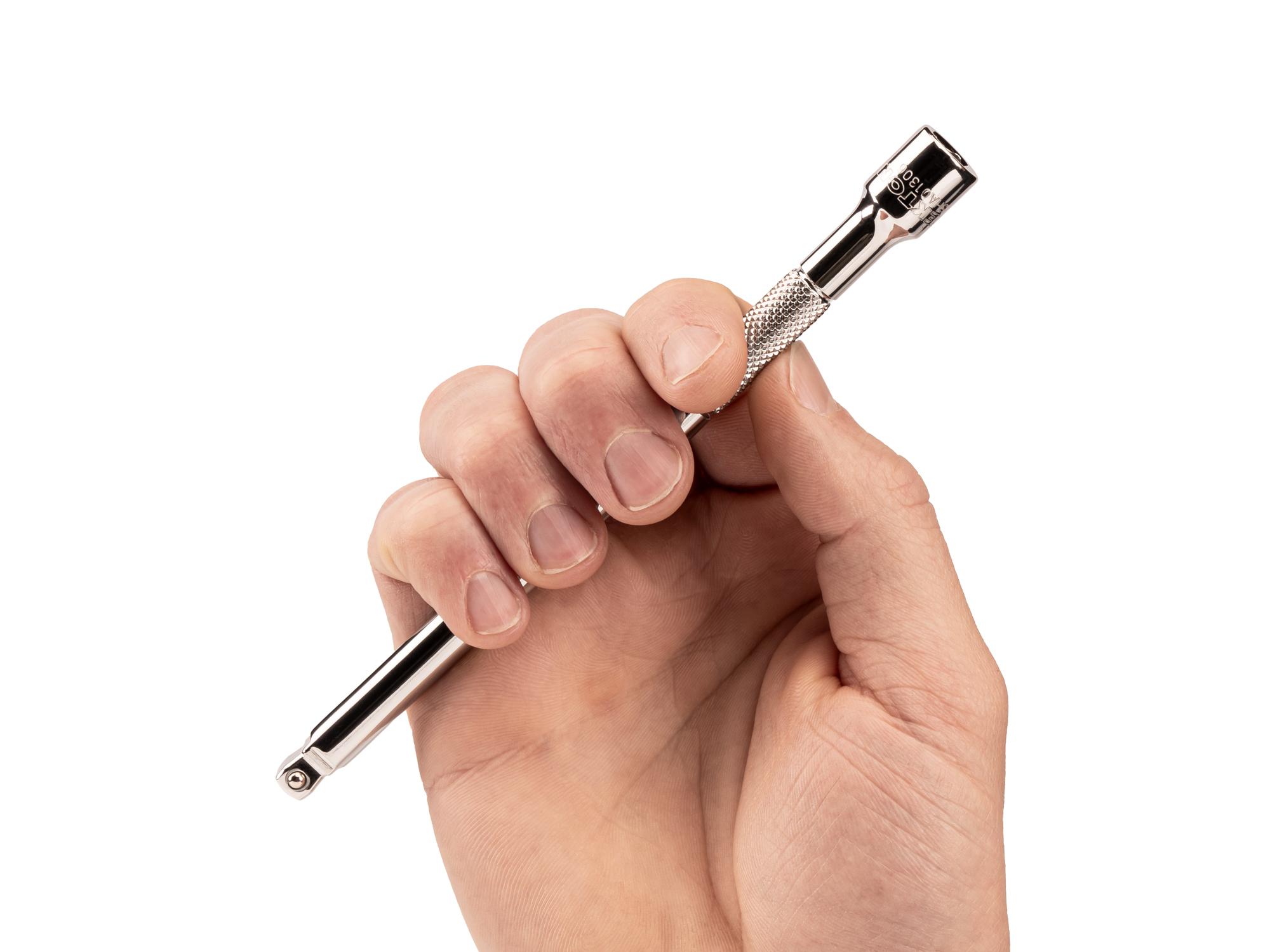 Person holding Tekton 6 inch hand drive accessory. Item #SHA01306