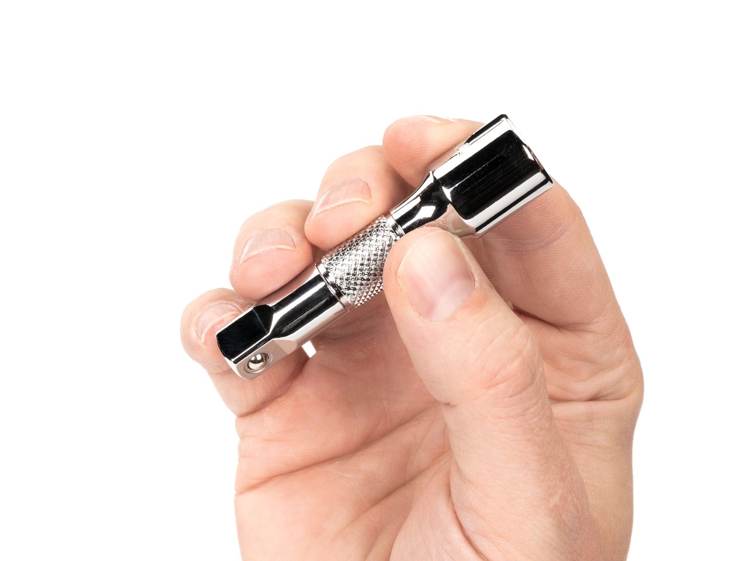 Person holding Tekton 3 inch hand drive accessory. Item #SHA11103