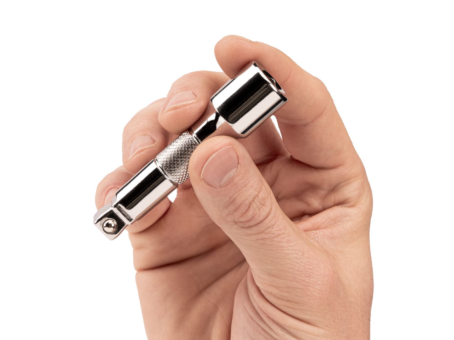 Person holding Tekton 3 inch hand drive accessory set. Item #SHA11303