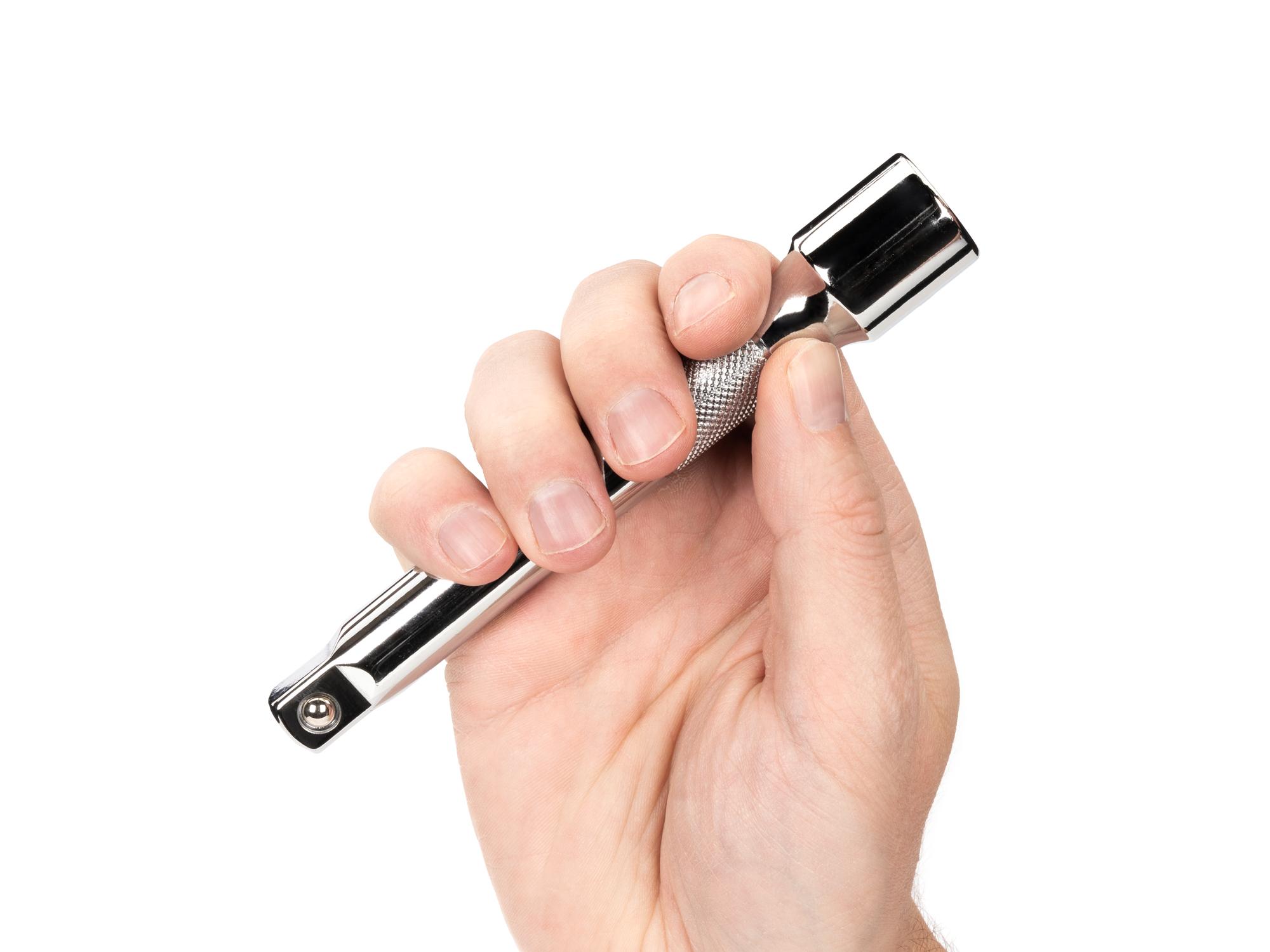 Person holding Tekton 6 inch hand drive accessory. Item #SHA21106