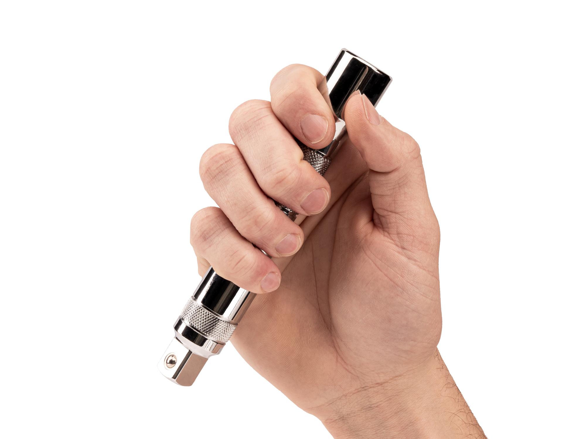 Person holding Tekton 6 inch hand drive accessory. Item #SHA21206