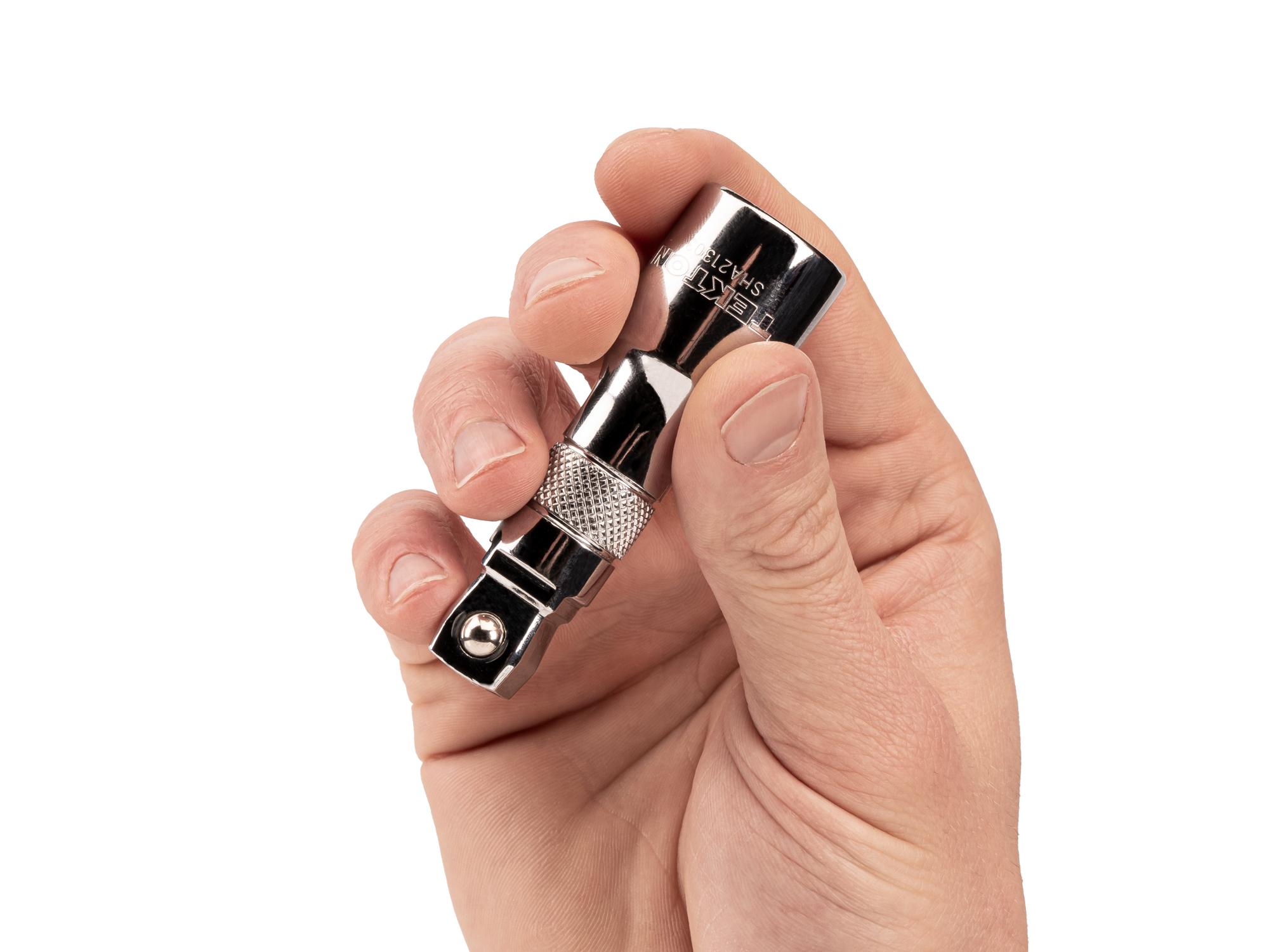 Person holding Tekton 3 inch hand drive accessory. Item #SHA21303