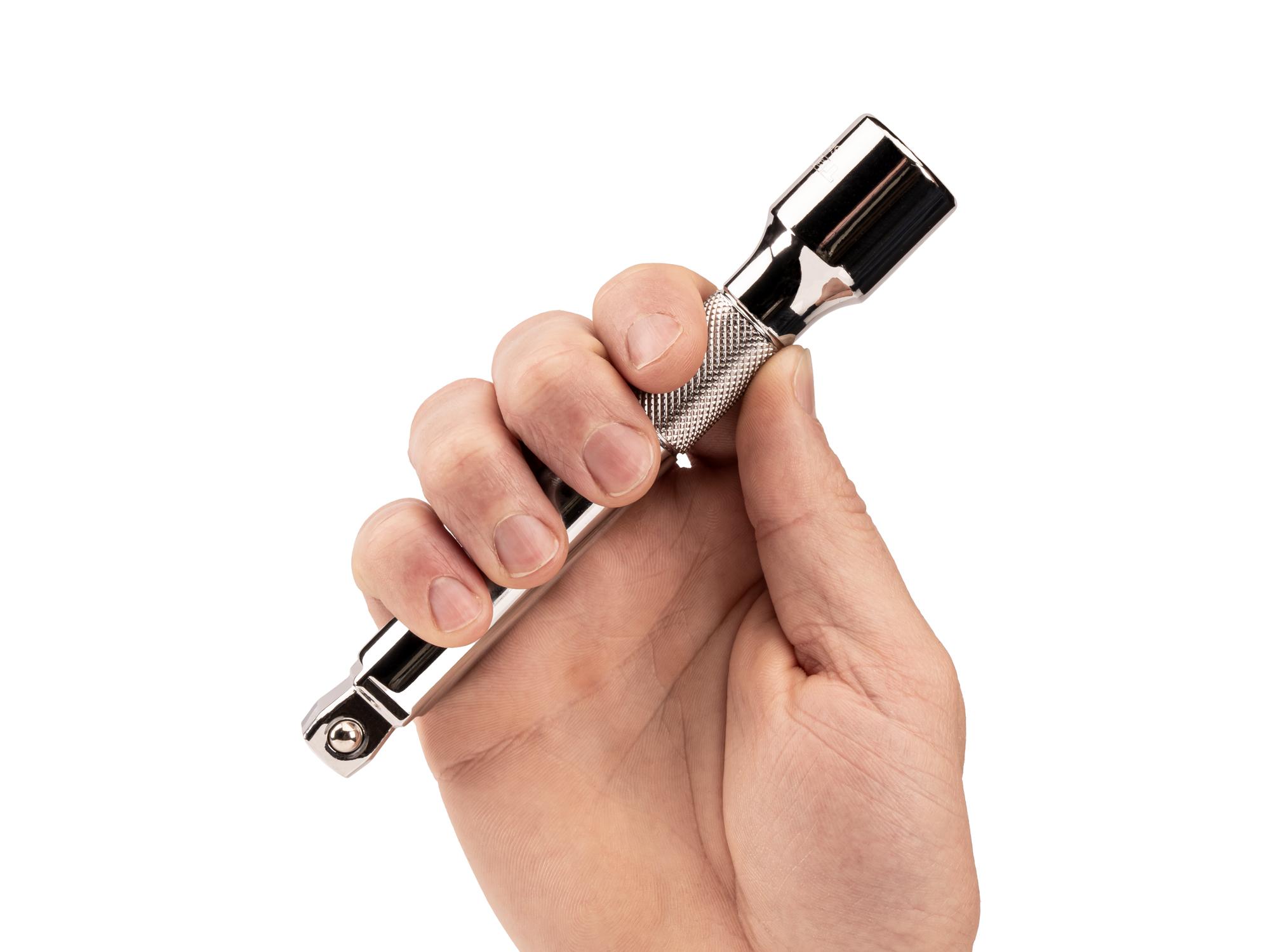 Person holding Tekton 6 inch hand drive accessory. Item #SHA21306