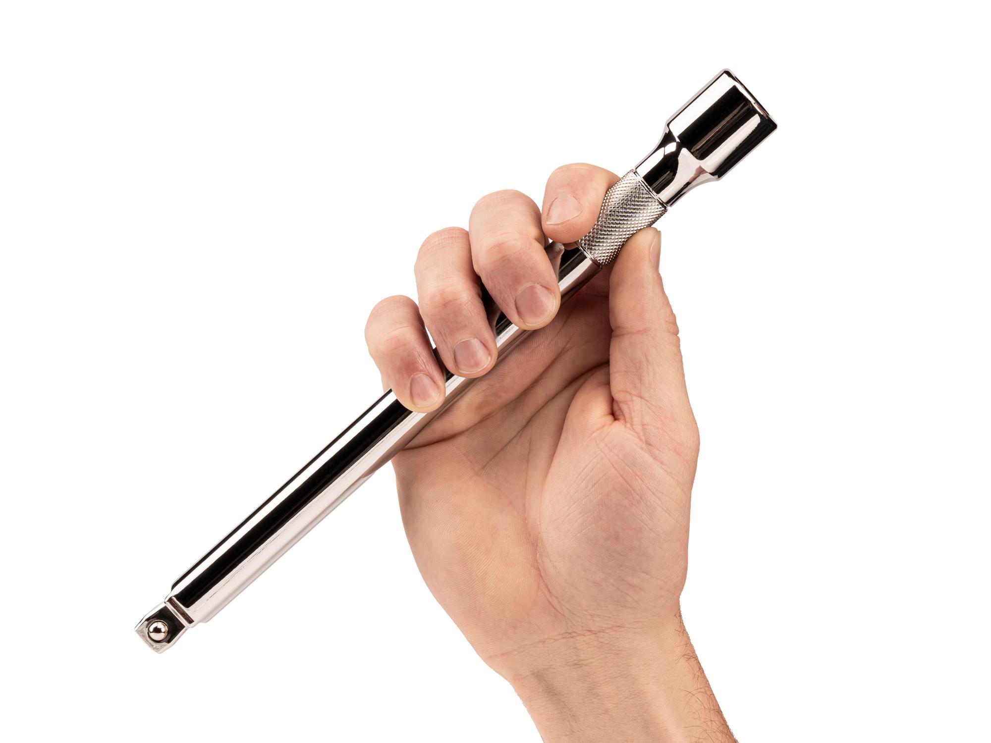 Person holding Tekton 10 inch hand drive accessory. Item #SHA21310