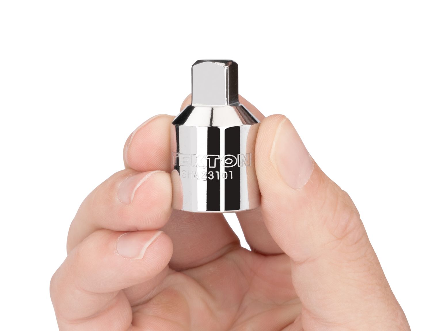 Person holding Tekton hand drive accessory. Item #SHA23101