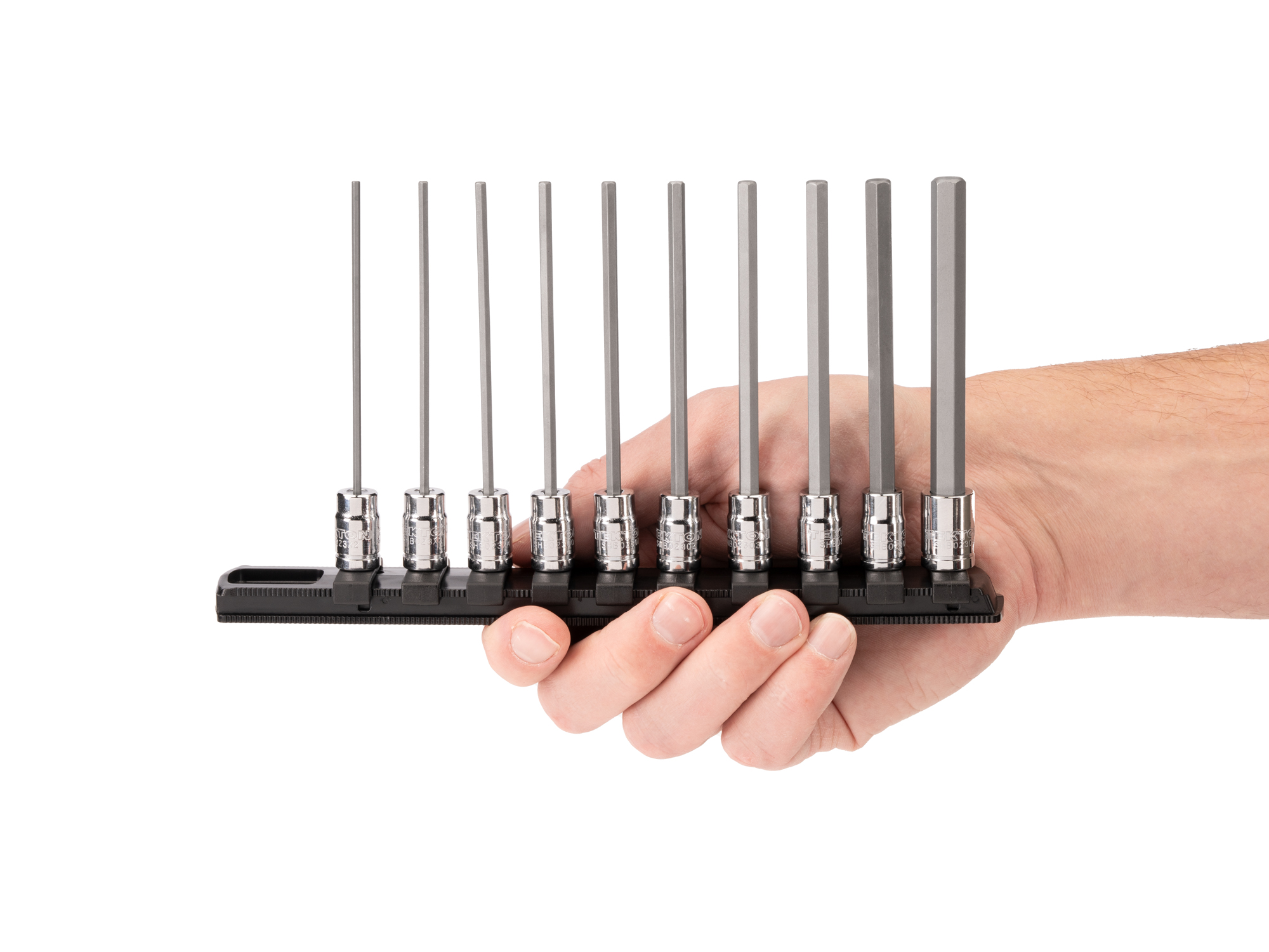 TEKTON 1/4 Inch Drive Long Hex Bit Socket Set with Rail, 10-Piece (5/64-5/16 in.)