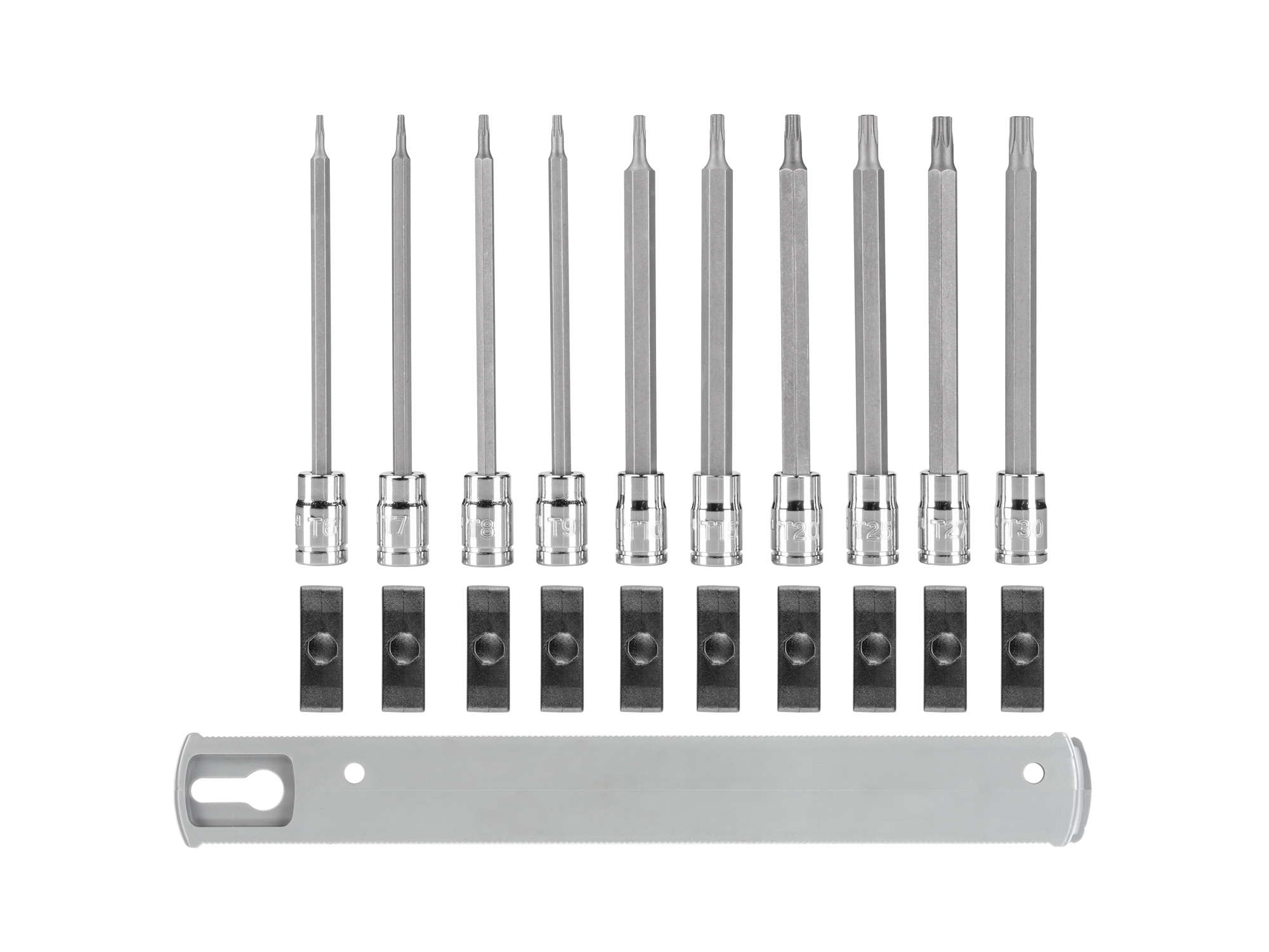 TEKTON 1/4 Inch Drive Long Torx Bit Socket Set with Rail, 10-Piece (T6-T30)