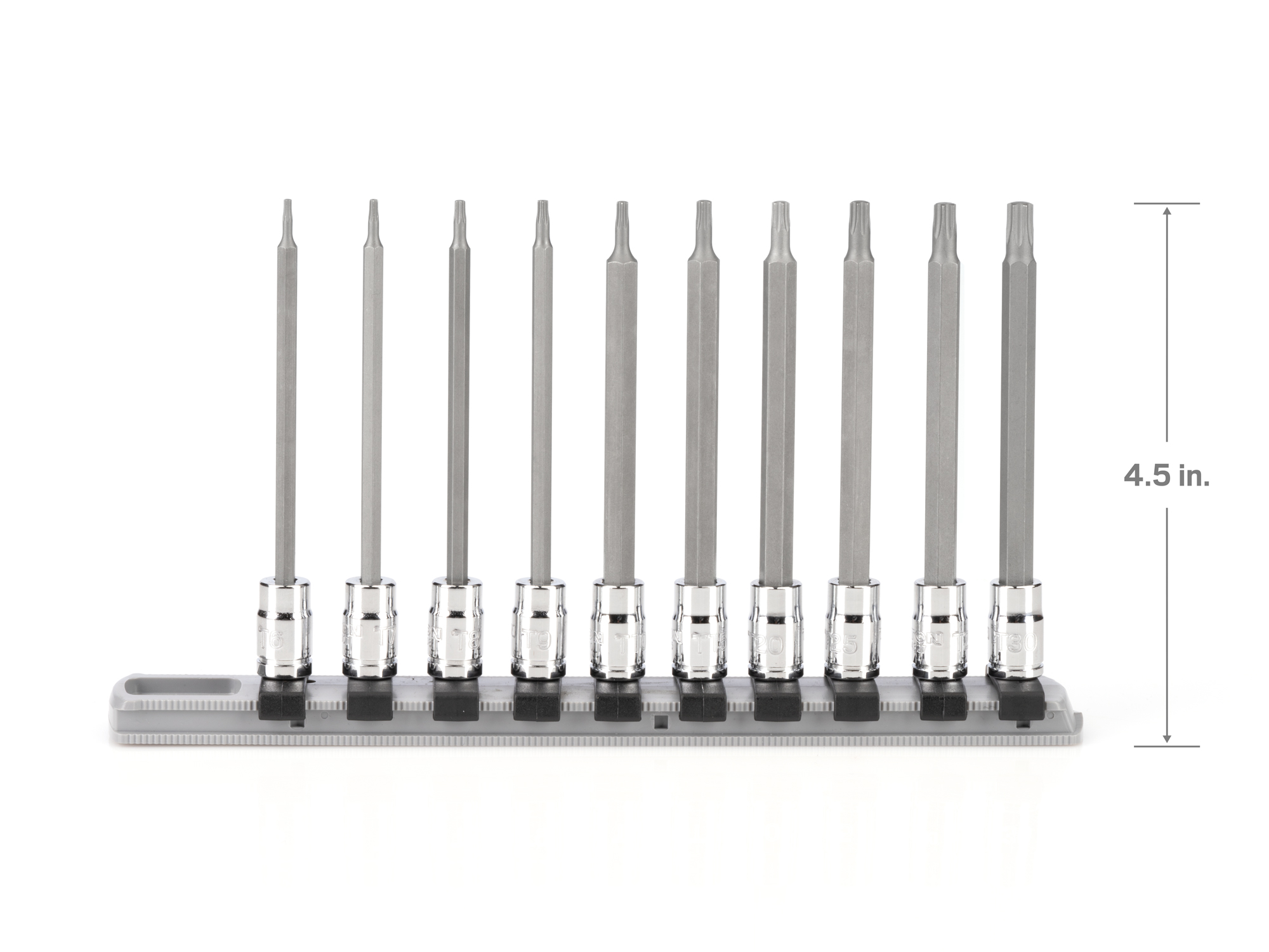 TEKTON 1/4 Inch Drive Long Torx Bit Socket Set with Rail, 10-Piece (T6-T30)