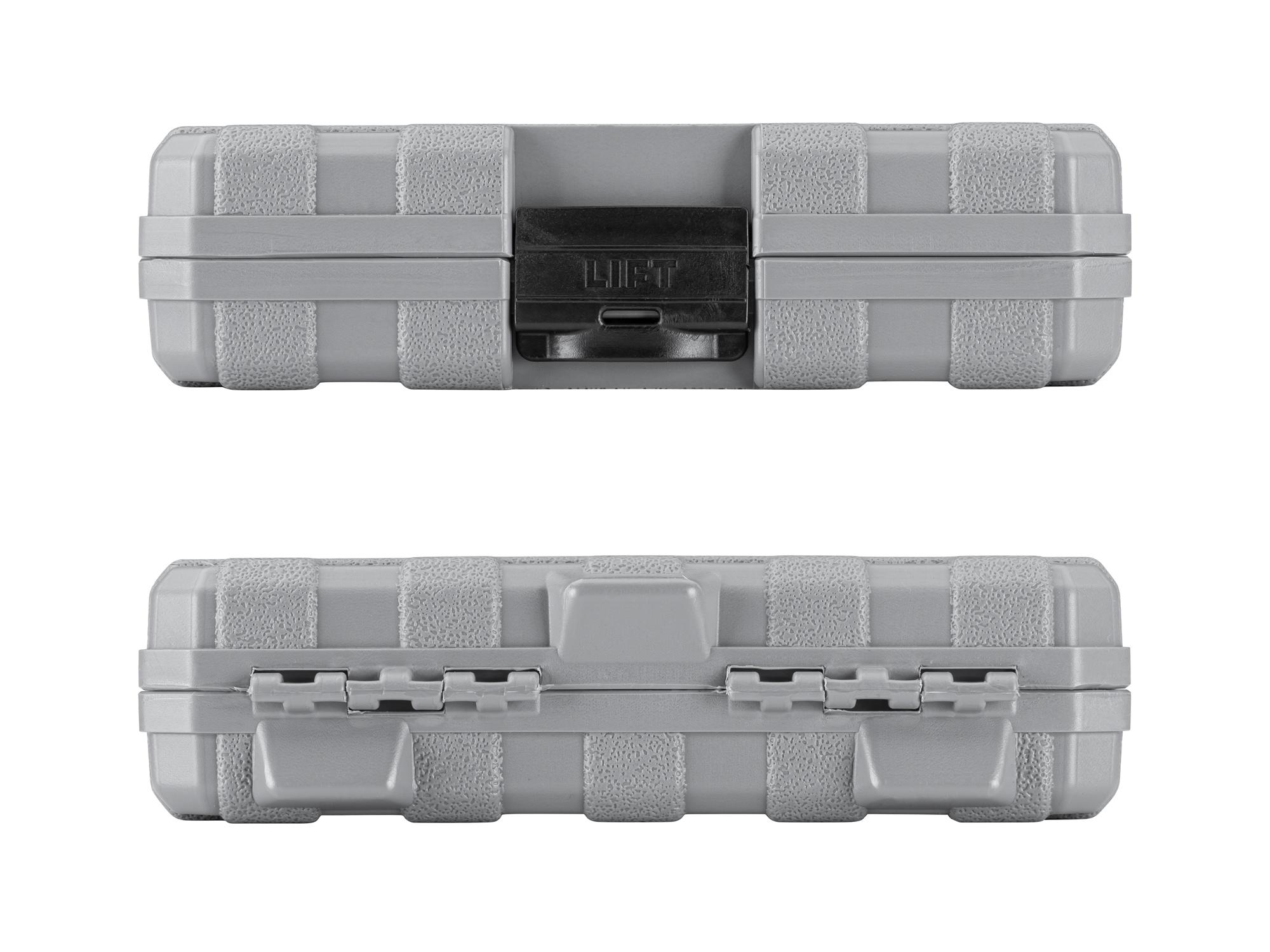 Side view of Tekton case hand drive bit socket set. Item #SHB90302