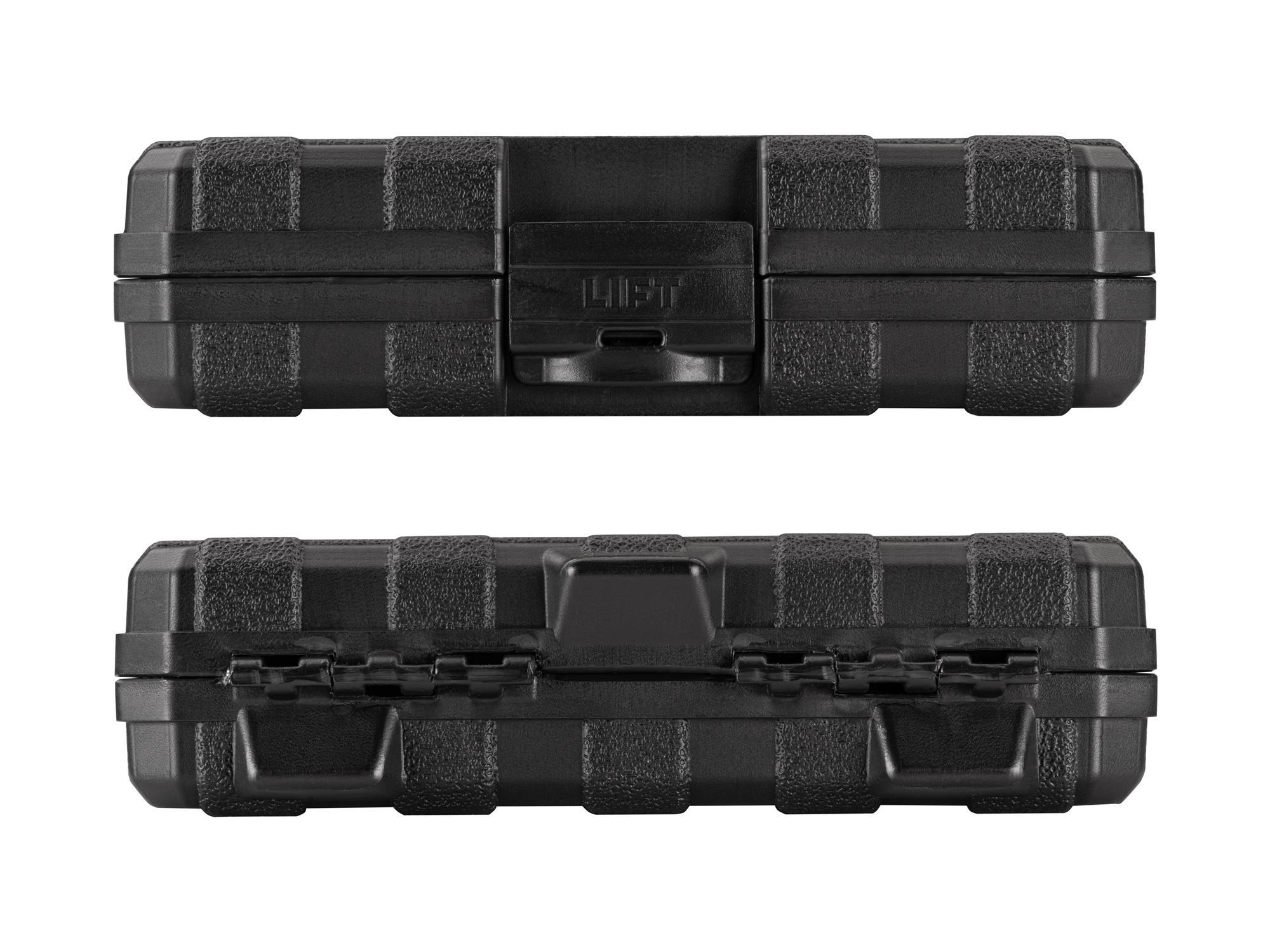 Side view of Tekton case hand drive bit socket set. Item #SHB91313