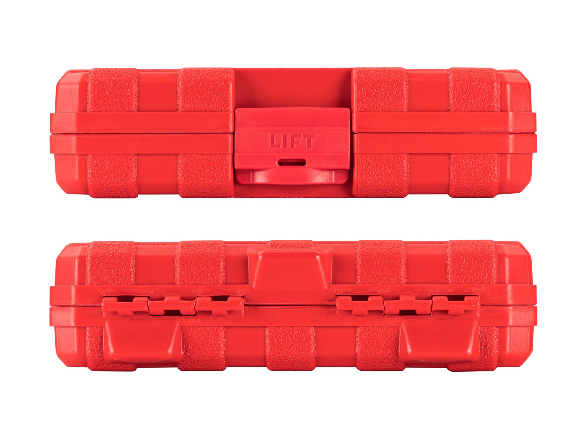 Side view of Tekton case hand drive bit socket set. Item #SHB91314