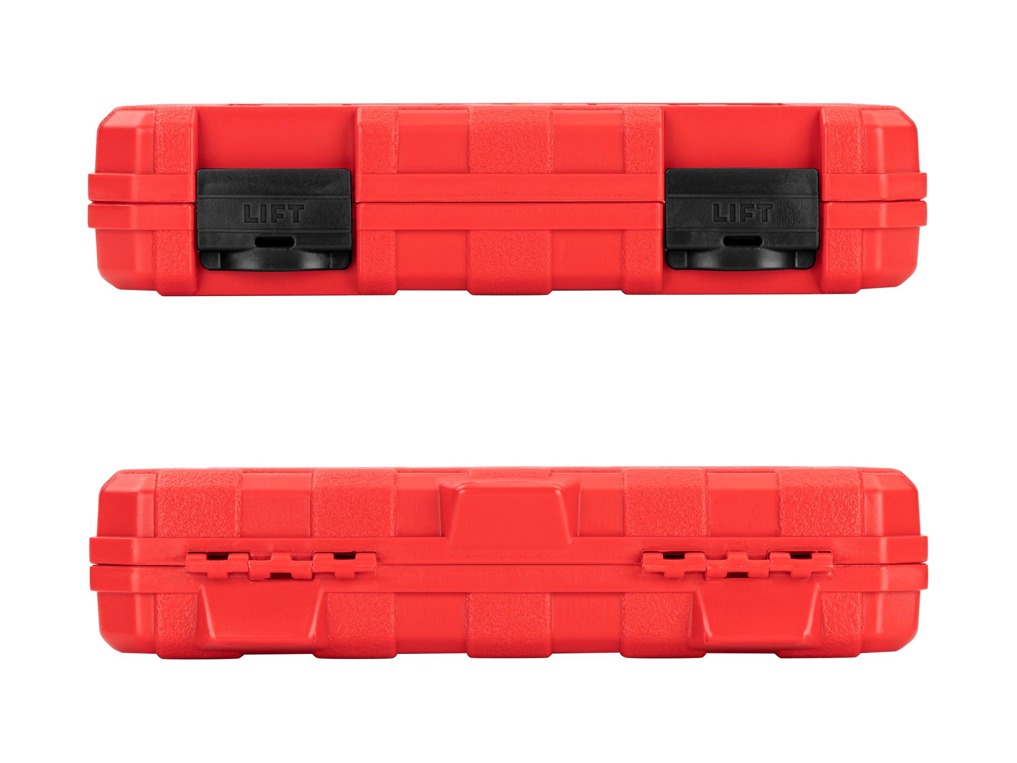 Side view of Tekton case hand drive bit socket set. Item #SHB91315