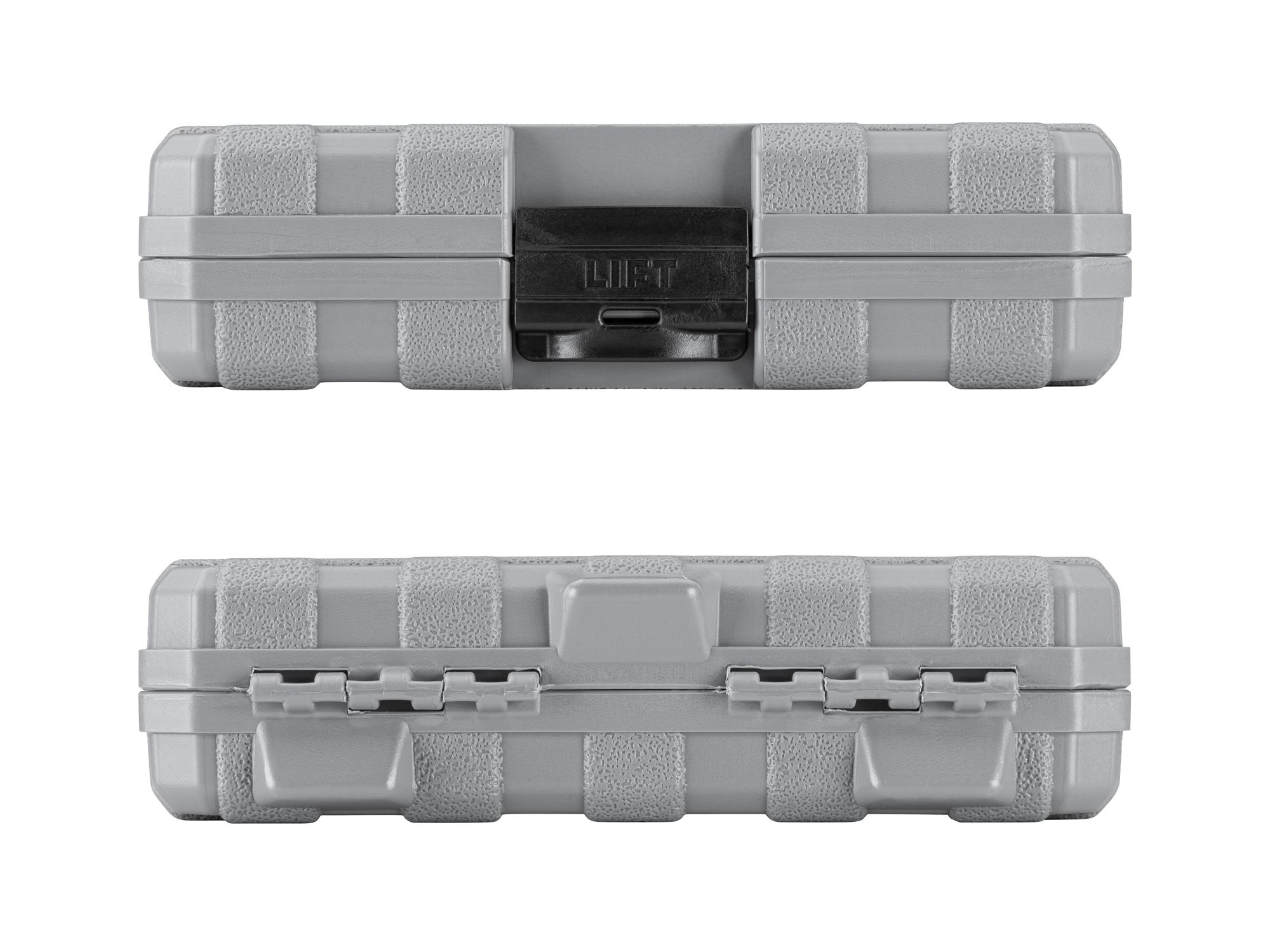 Side view of Tekton case hand drive bit socket set. Item #SHB91318