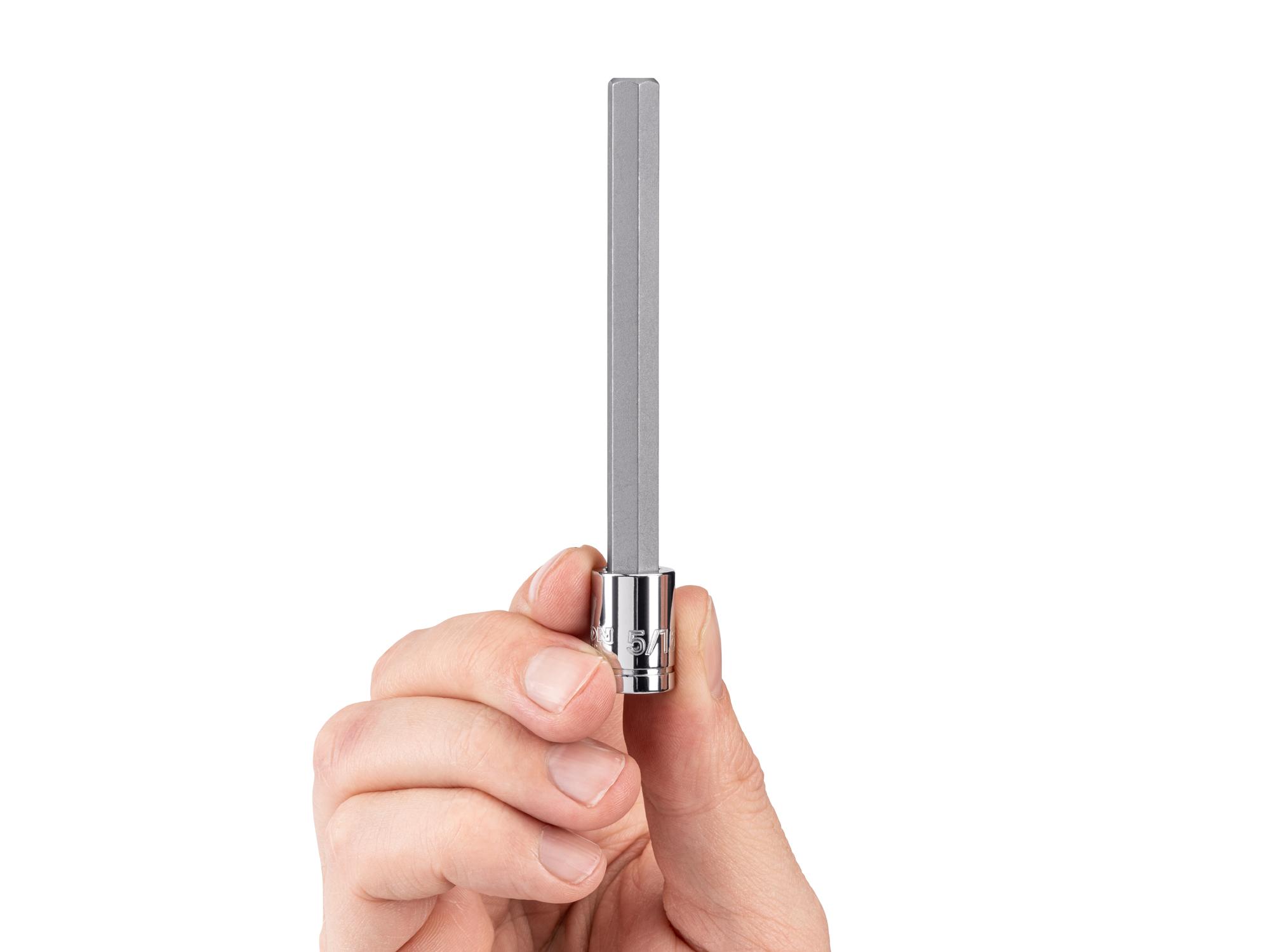Person holding Tekton hand drive bit socket. Item #SHB02308