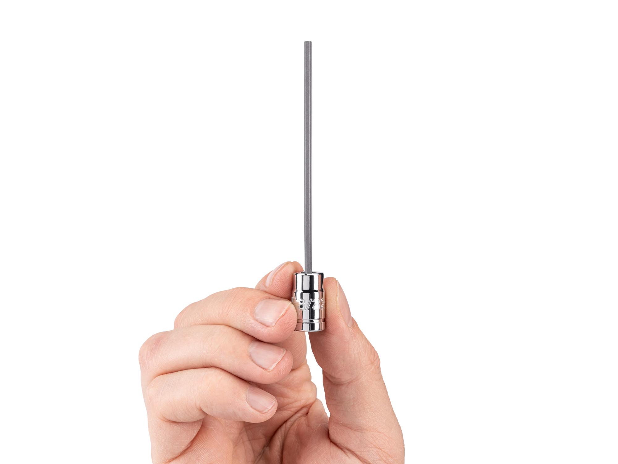 Person holding Tekton hand drive bit socket. Item #SHB023X3