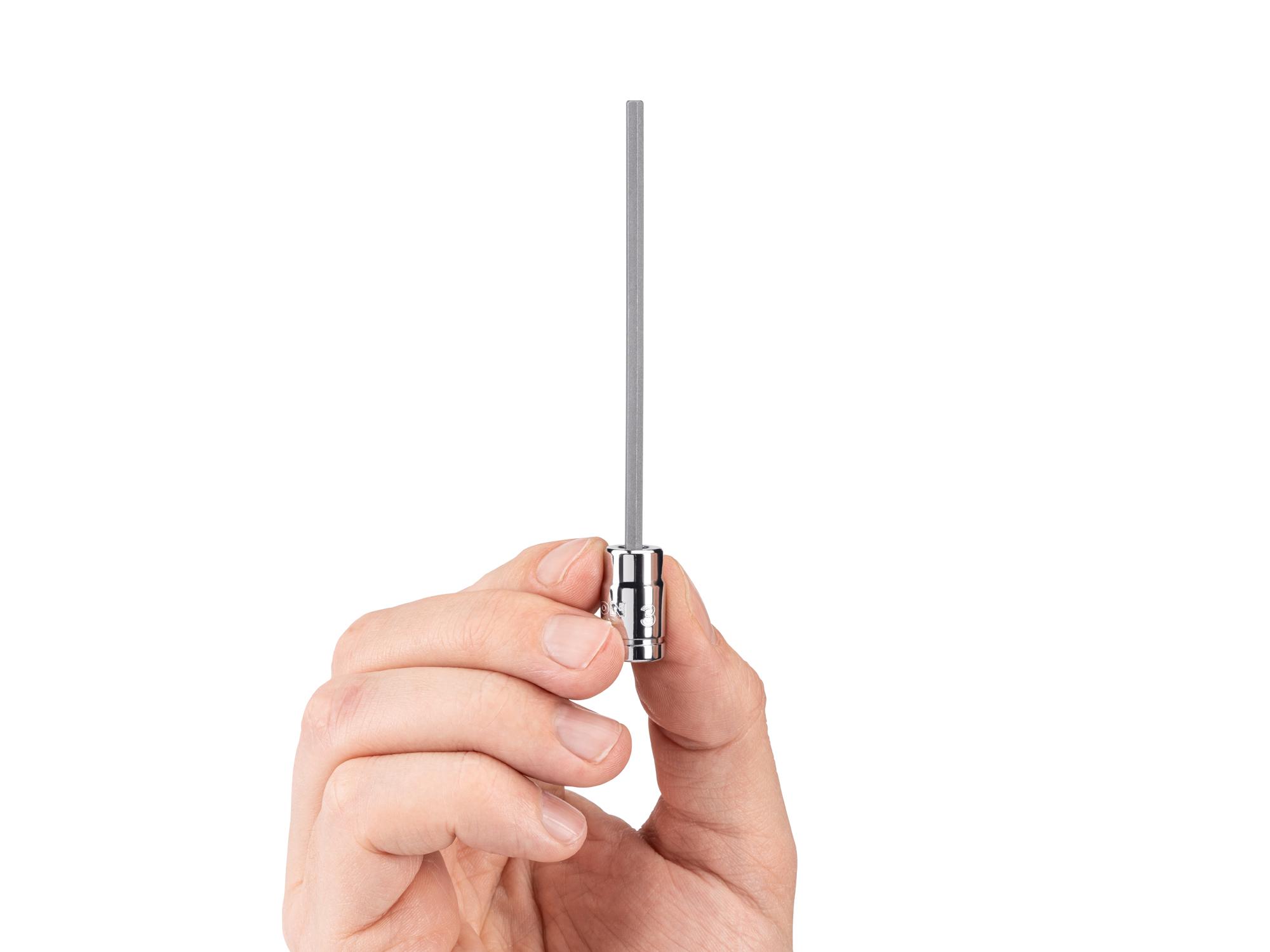 Person holding Tekton hand drive bit socket. Item #SHB03300