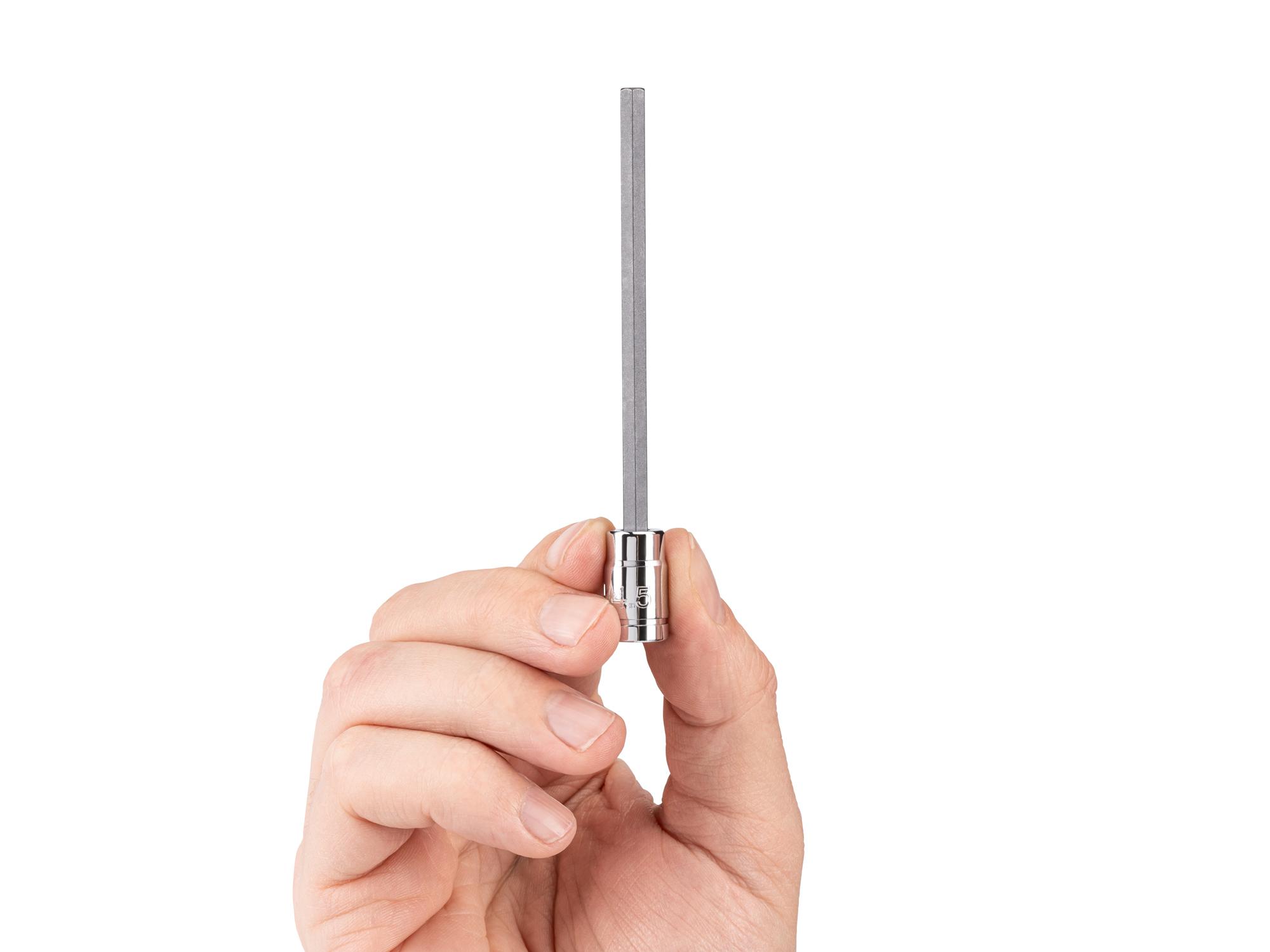 Person holding Tekton hand drive bit socket. Item #SHB03303