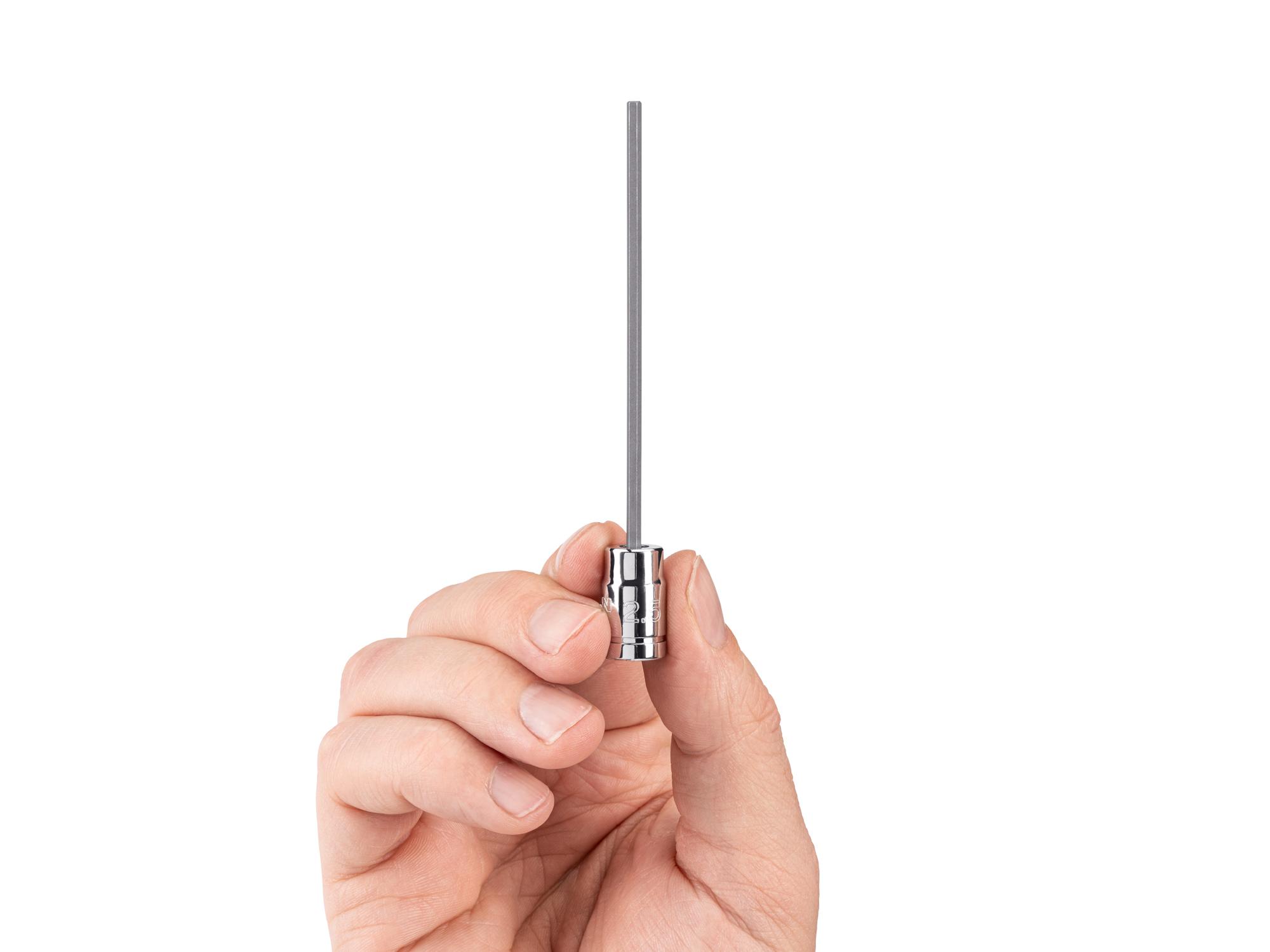 Person holding Tekton hand drive bit socket. Item #SHB033X3
