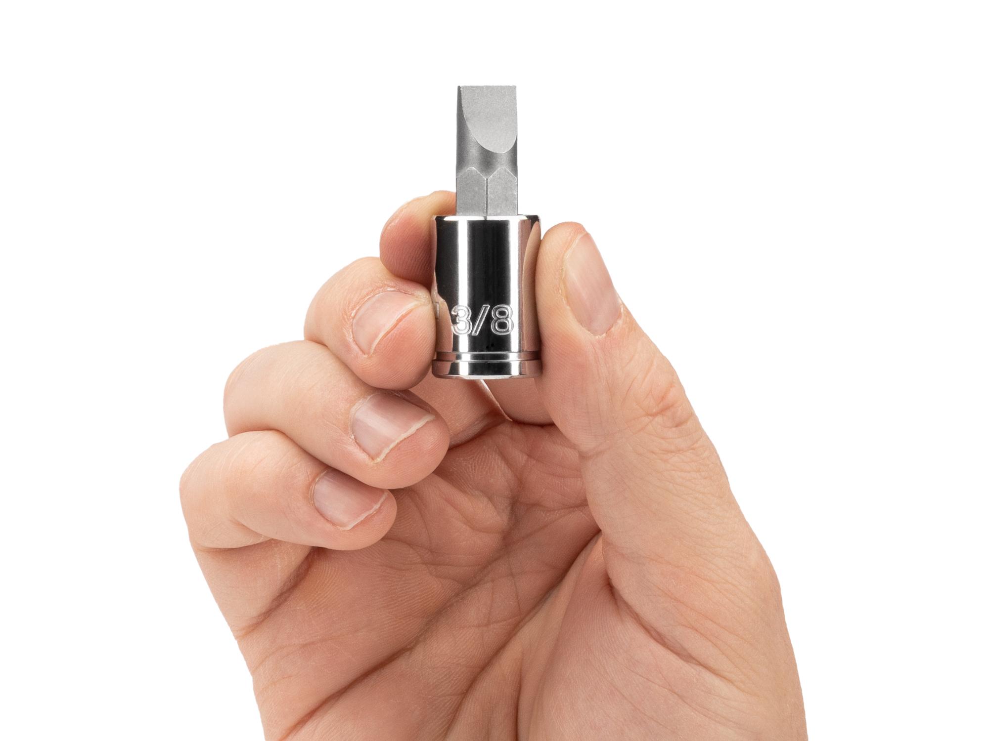 Person holding Tekton hand drive bit socket. Item #SHB10204