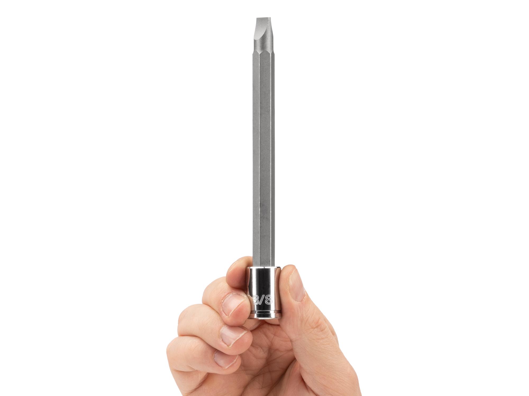 Person holding Tekton hand drive bit socket. Item #SHB10404