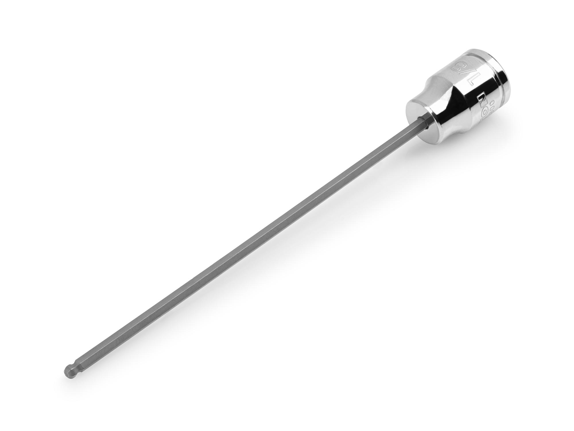 Front-right angle view of Tekton hand drive bit socket. Item #SHB12800