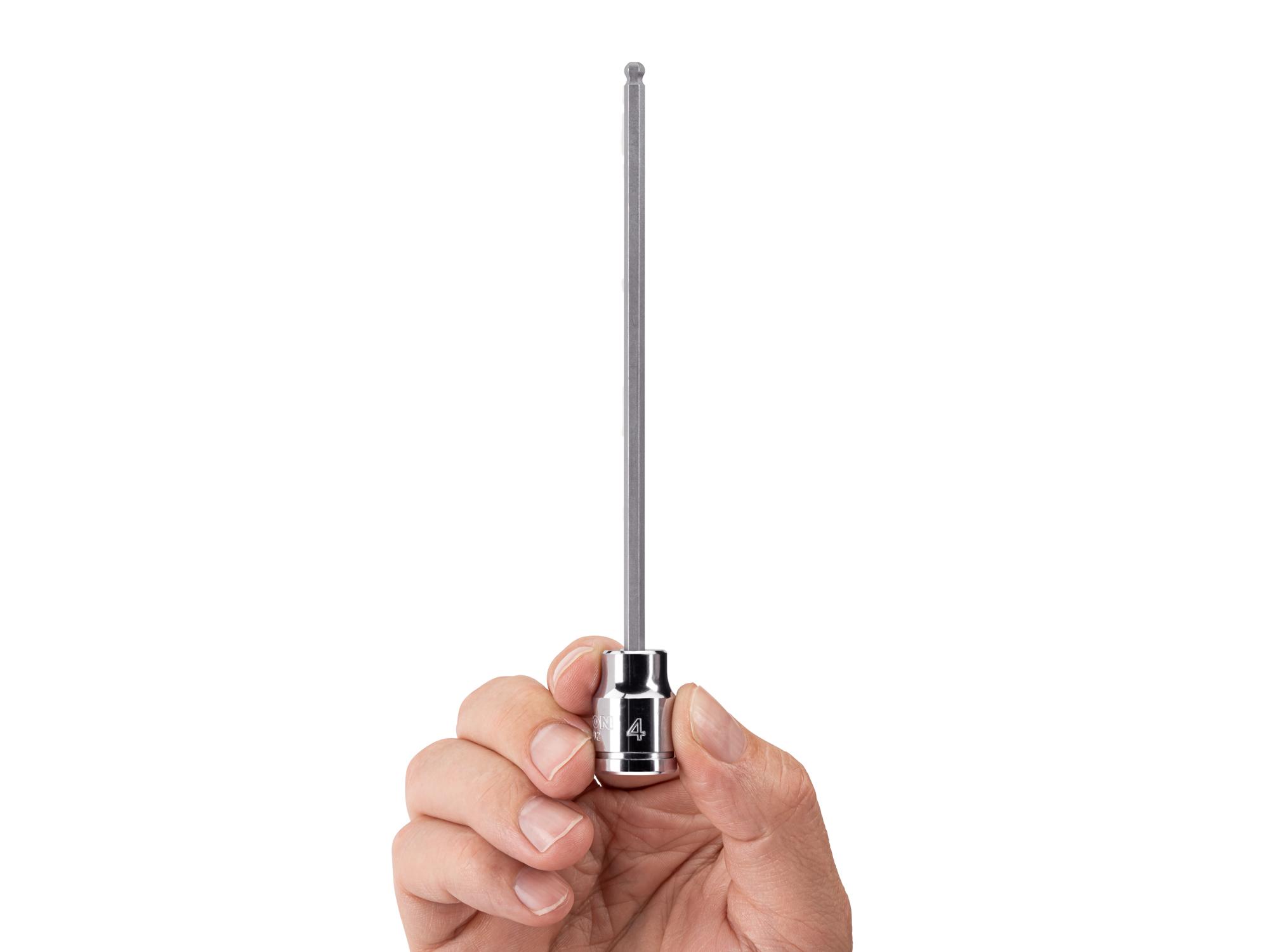 Person holding Tekton hand drive bit socket. Item #SHB13802