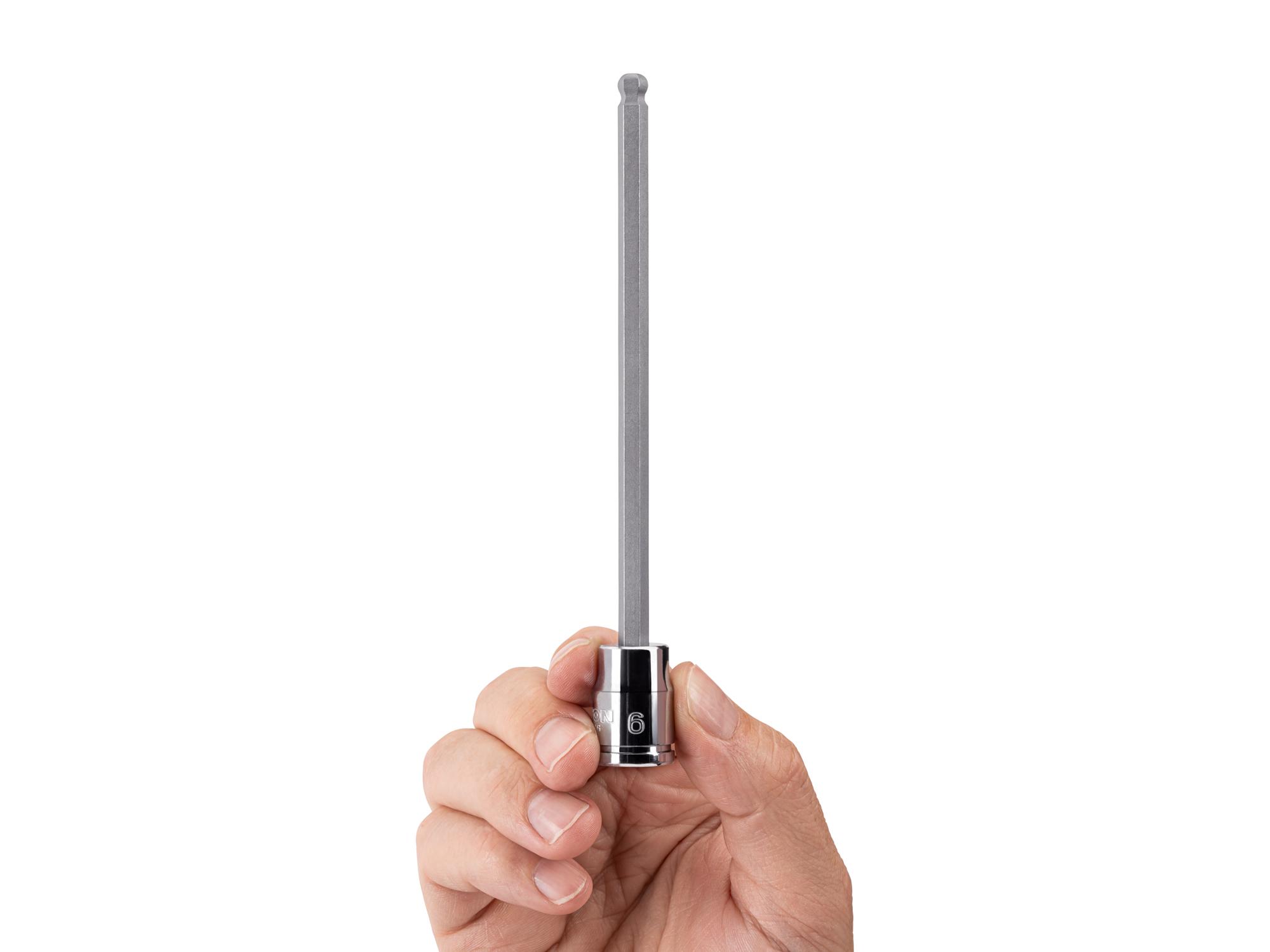 Person holding Tekton hand drive bit socket. Item #SHB13806